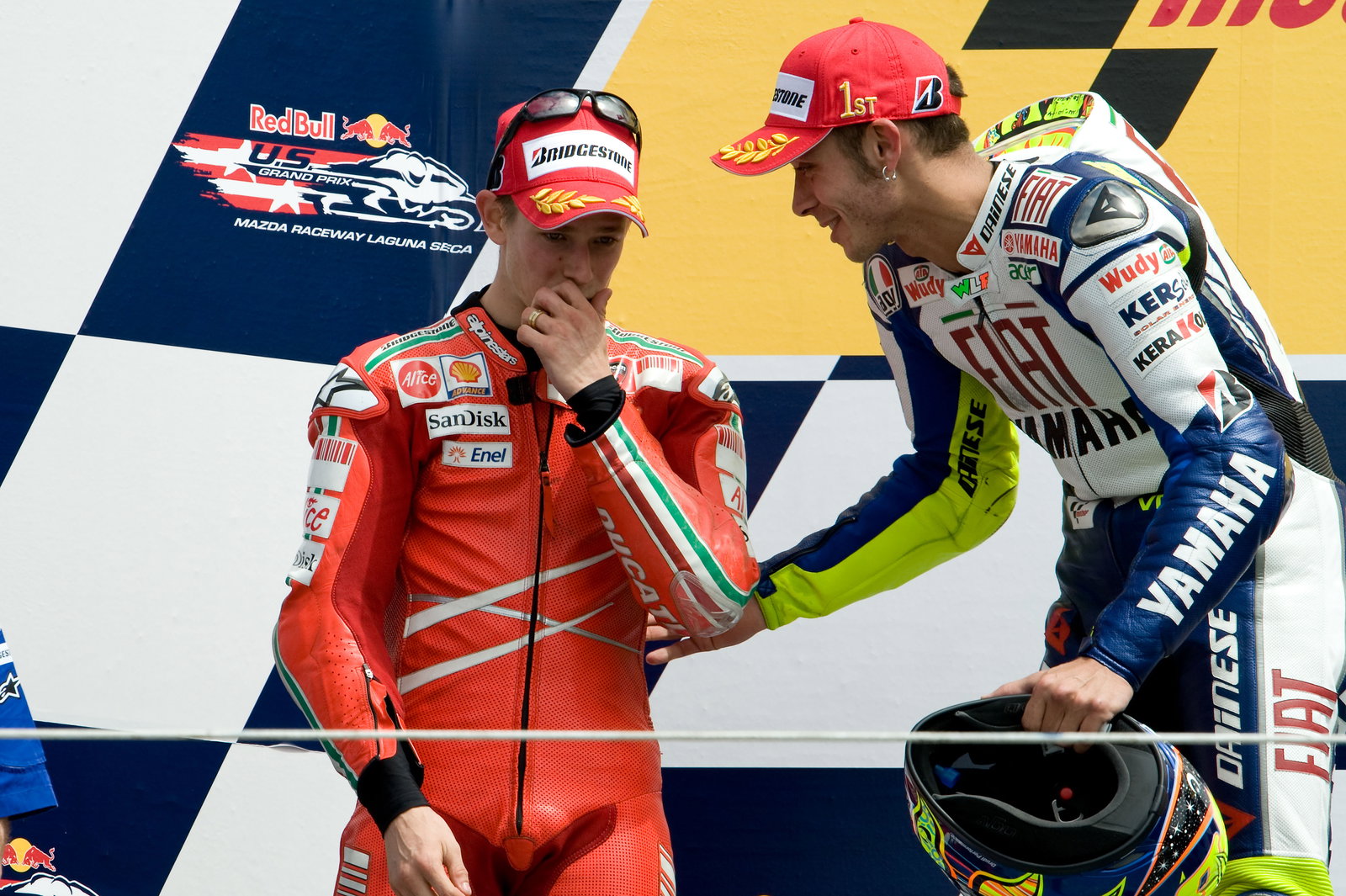 Stoner and Rossi, US MotoGP 2008
