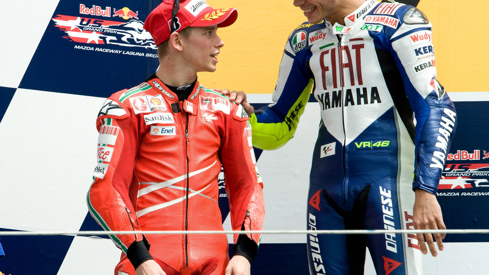 Stoner and Rossi, US MotoGP 2008