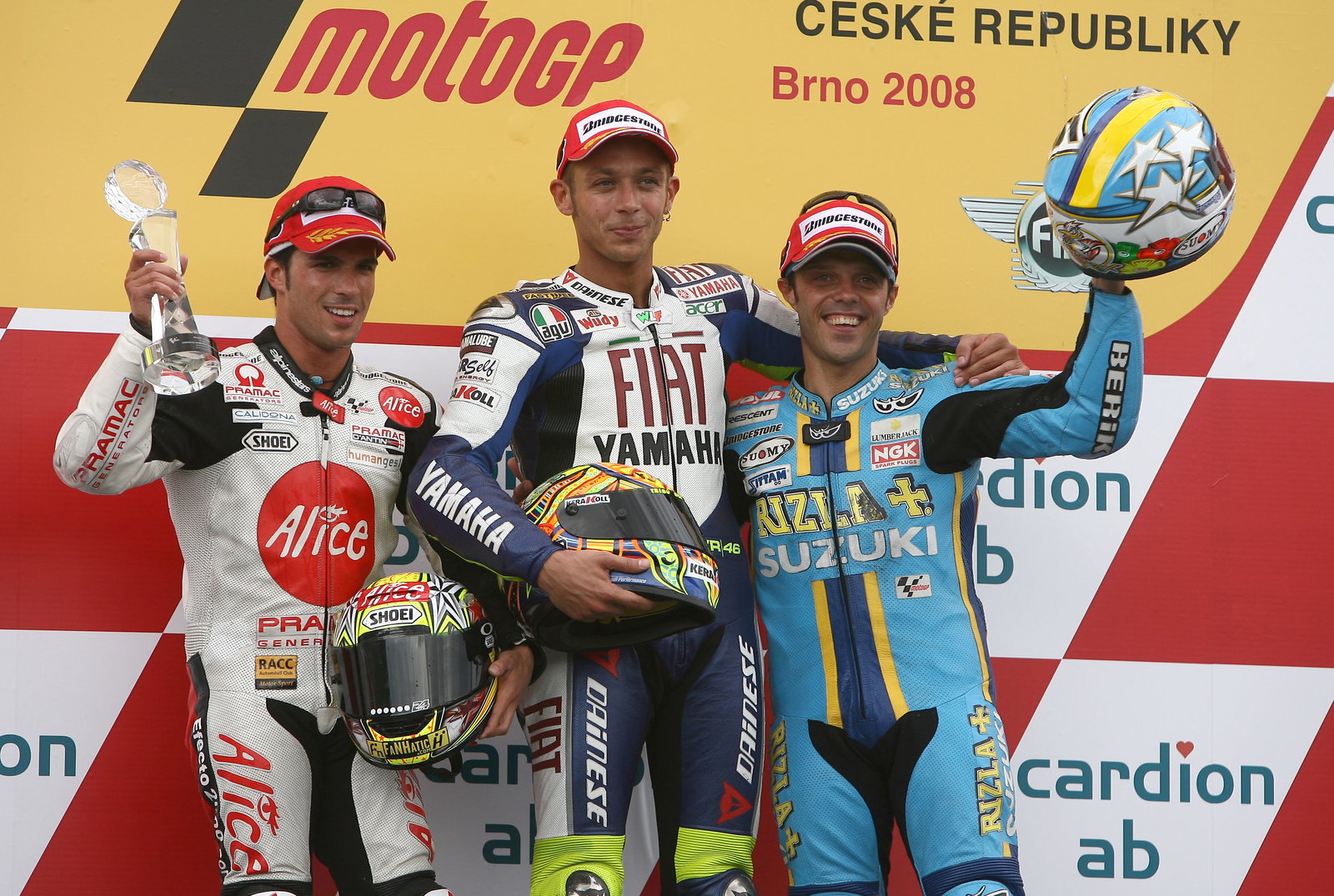 Elias, Rossi, Capirossi, Czech MotoGP Race 2008