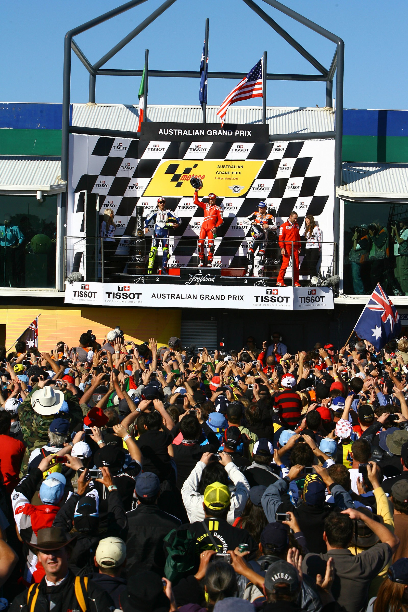 Stoner, Rossi, Hayden, Australian MotoGP 2008