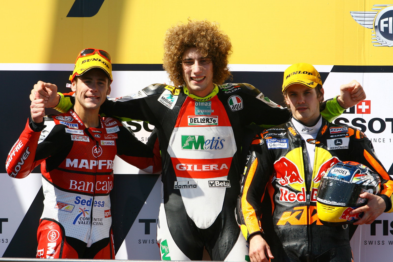 Bautista, Simoncelli and Kallio, Australian 250GP Race 2008