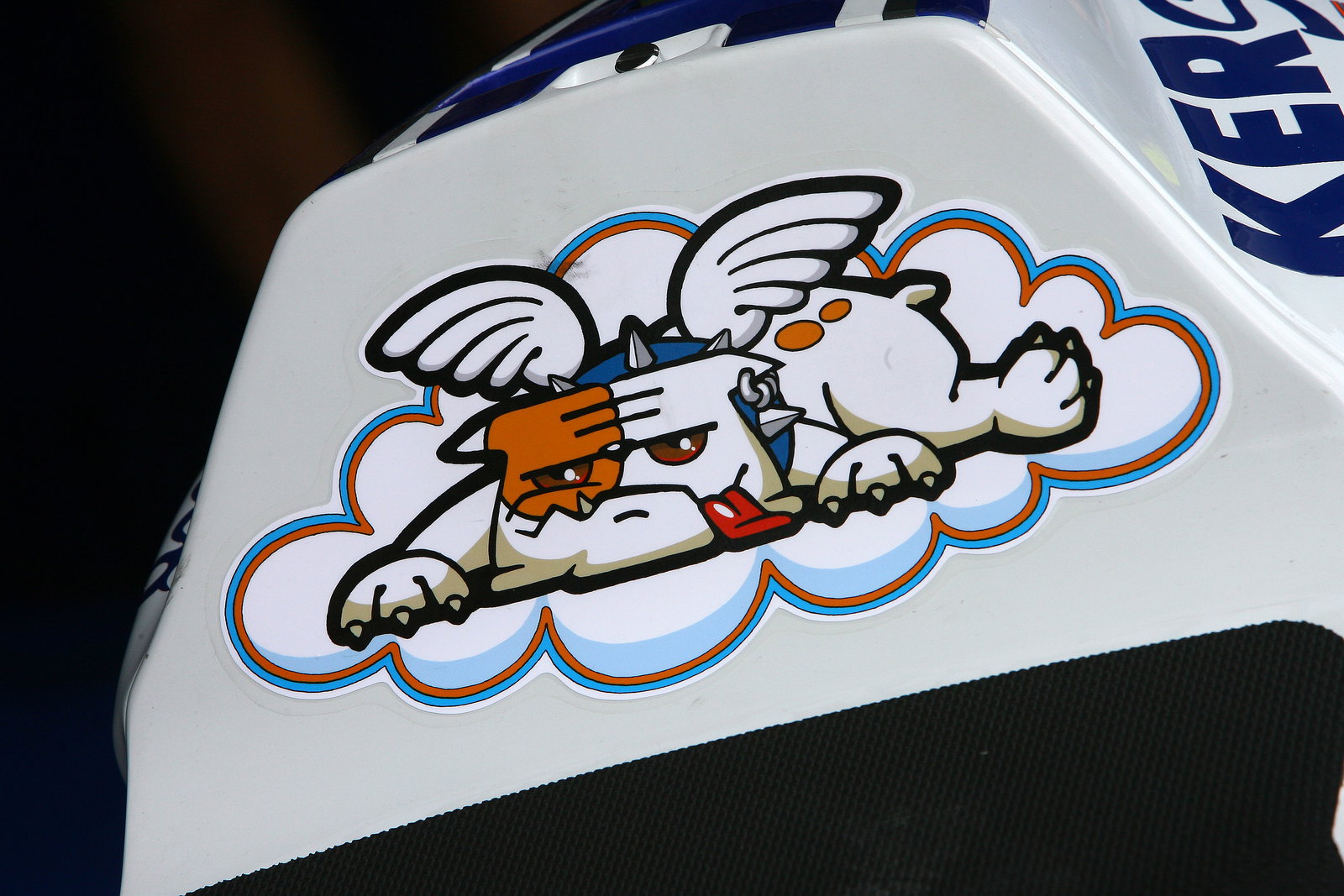Rossi`s Guido bulldog sticker, Malaysian MotoGP 2008