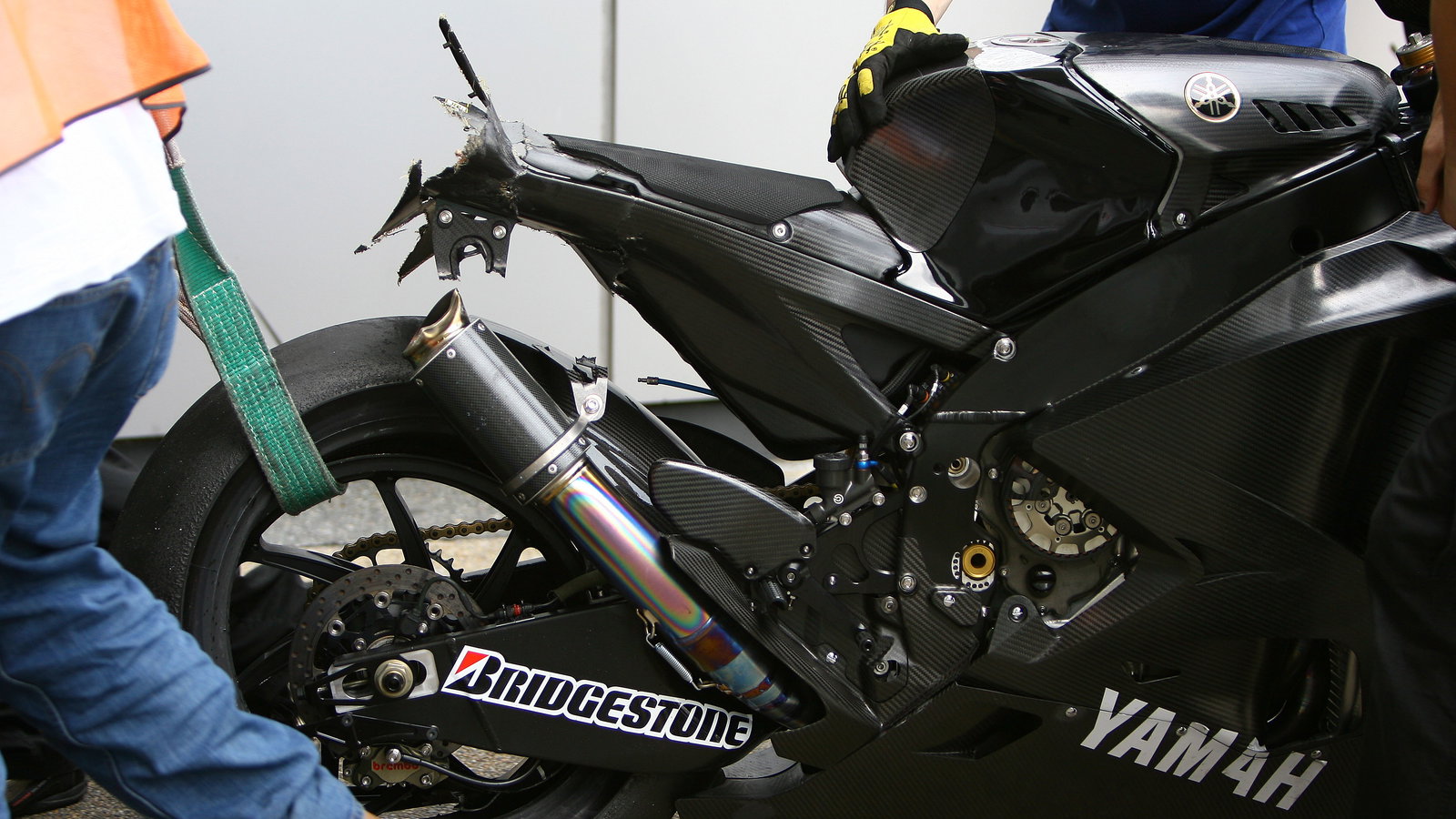 Toselands crashed bike, Sepang MotoGP Test 2008