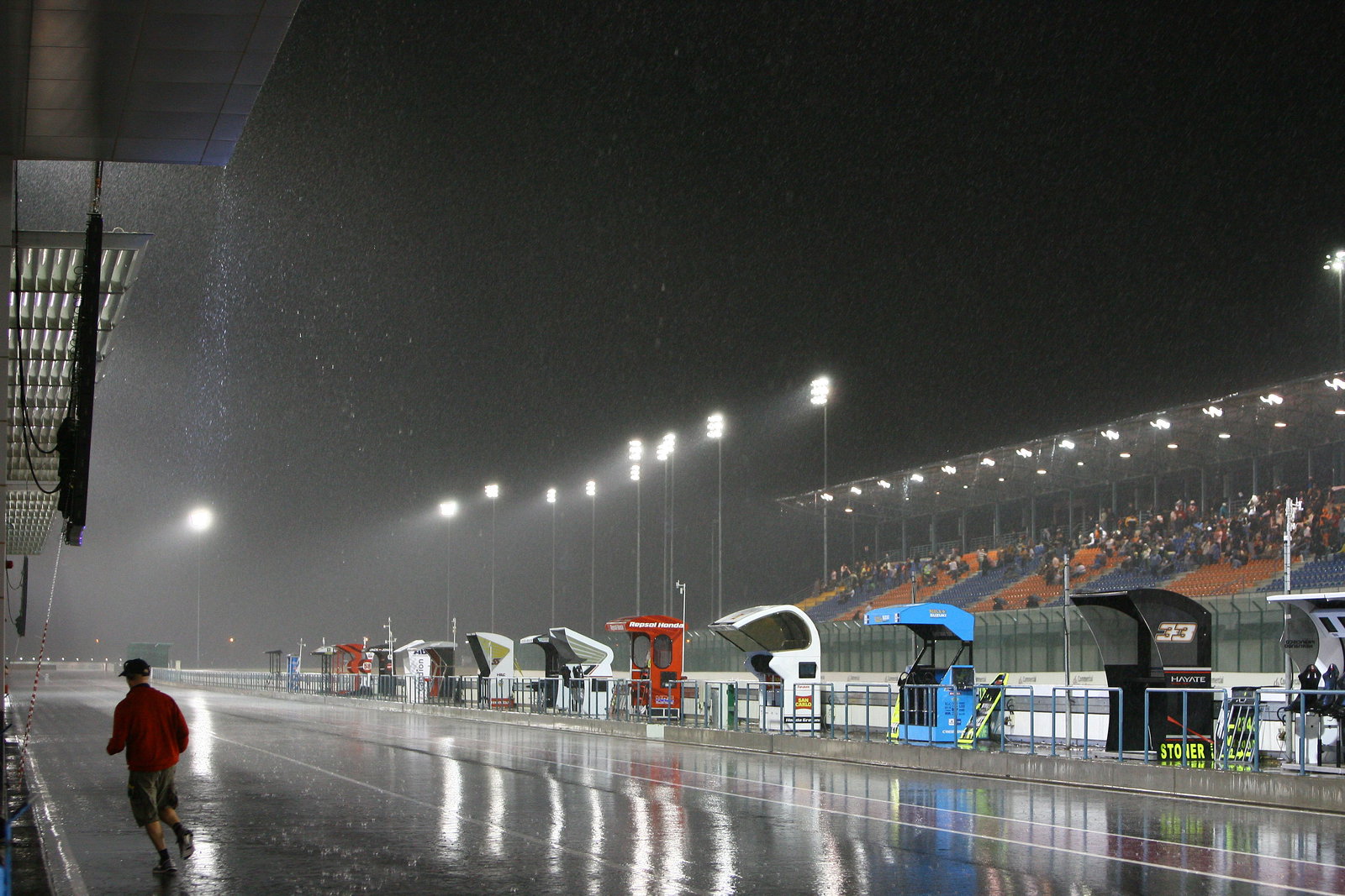 Paddock in rain, Qatar MotoGP 2009