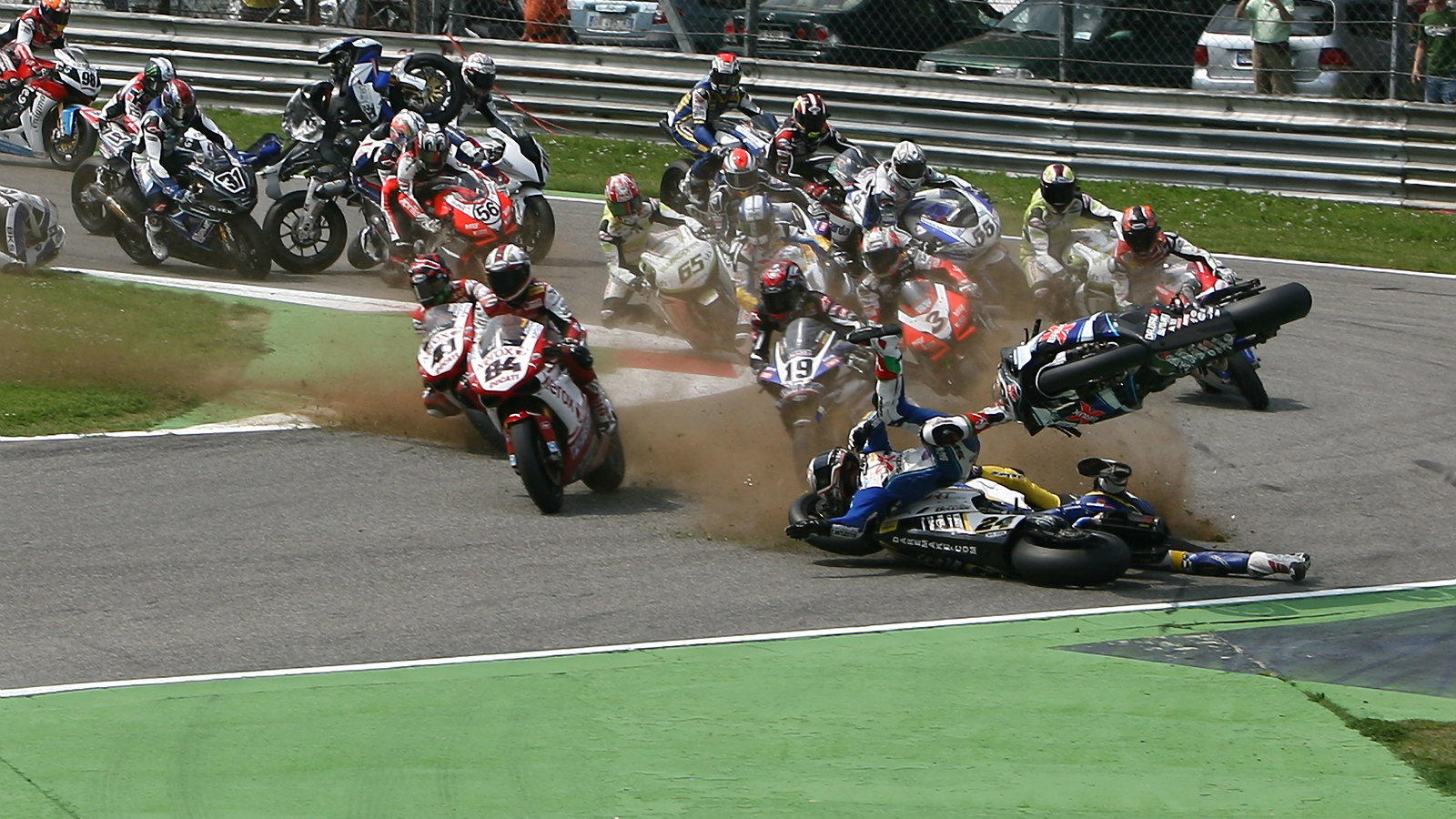 Neukirchner, Roberts, Hill, Corser, Tamada, Monza WSBK Race 1 2009