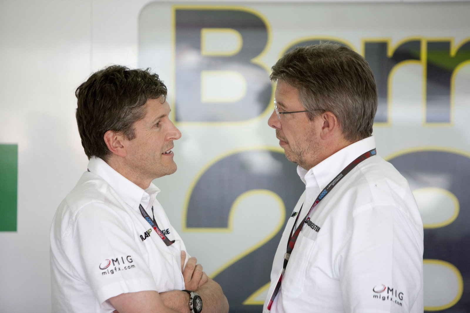 Nick Fry (GBR) Sporting Director BrawnGP, Ross Brawn (GBR) Team Principal, Brawn GP, Spanish F1 Gran