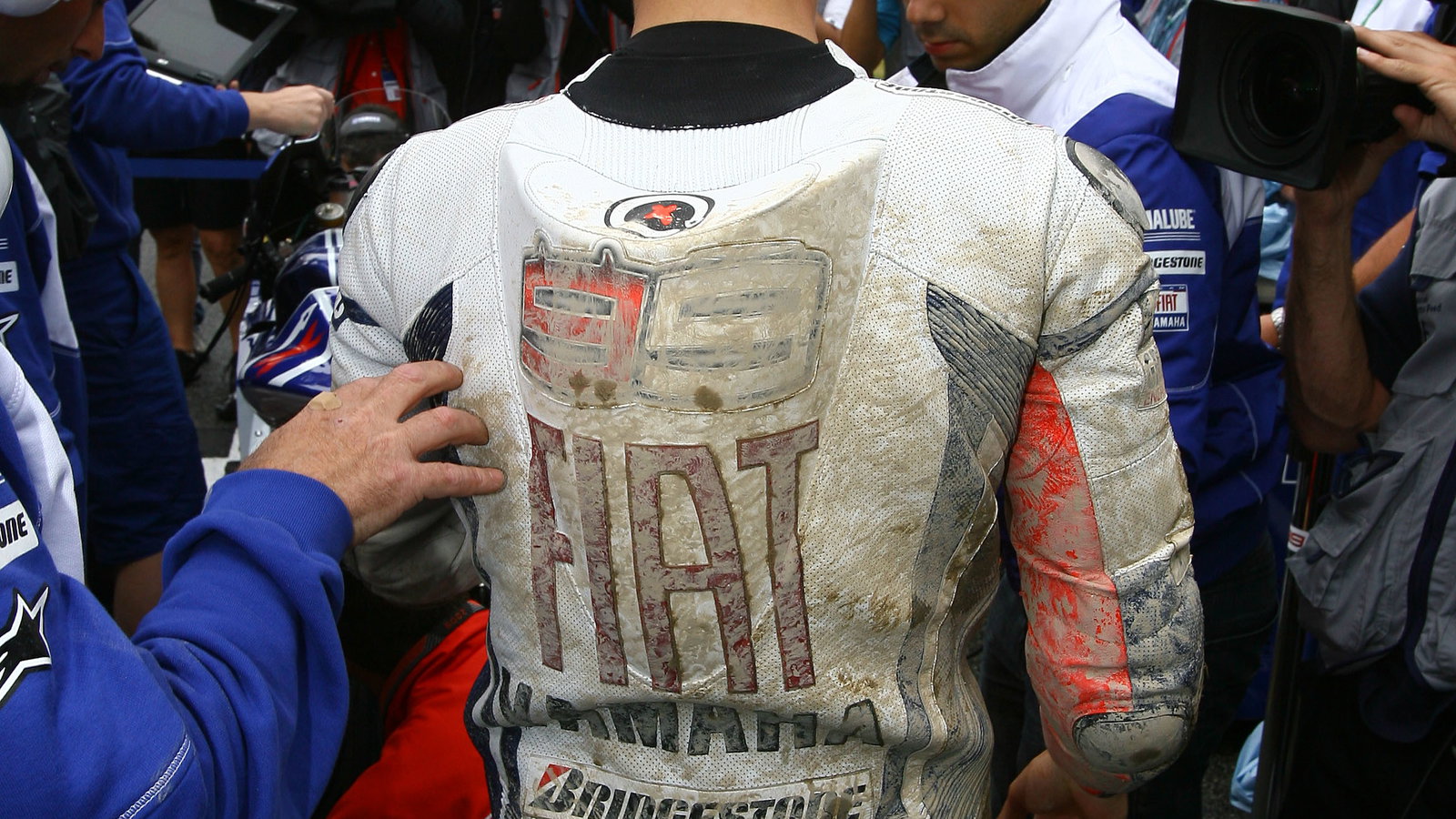 Lorenzo on the grid after crash, Italian MotoGP Race 2009