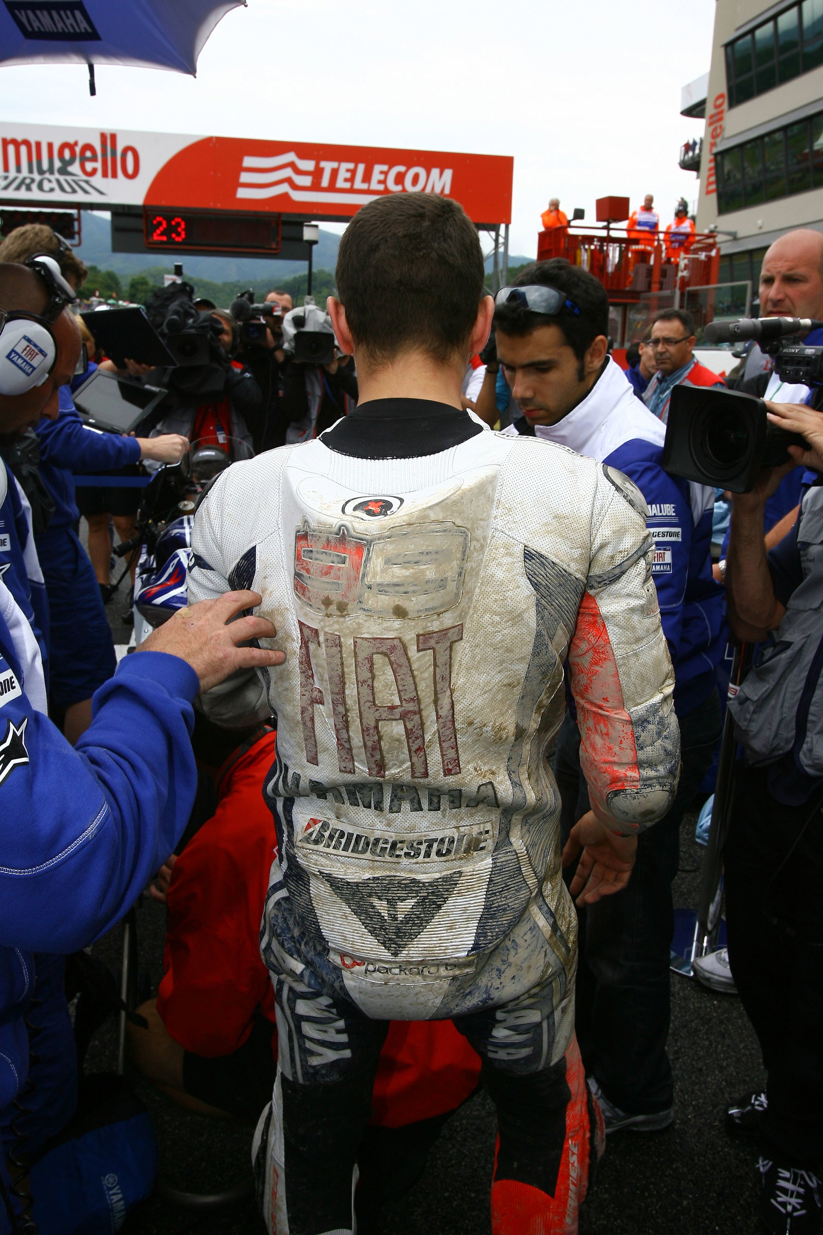Lorenzo on the grid after crash, Italian MotoGP Race 2009