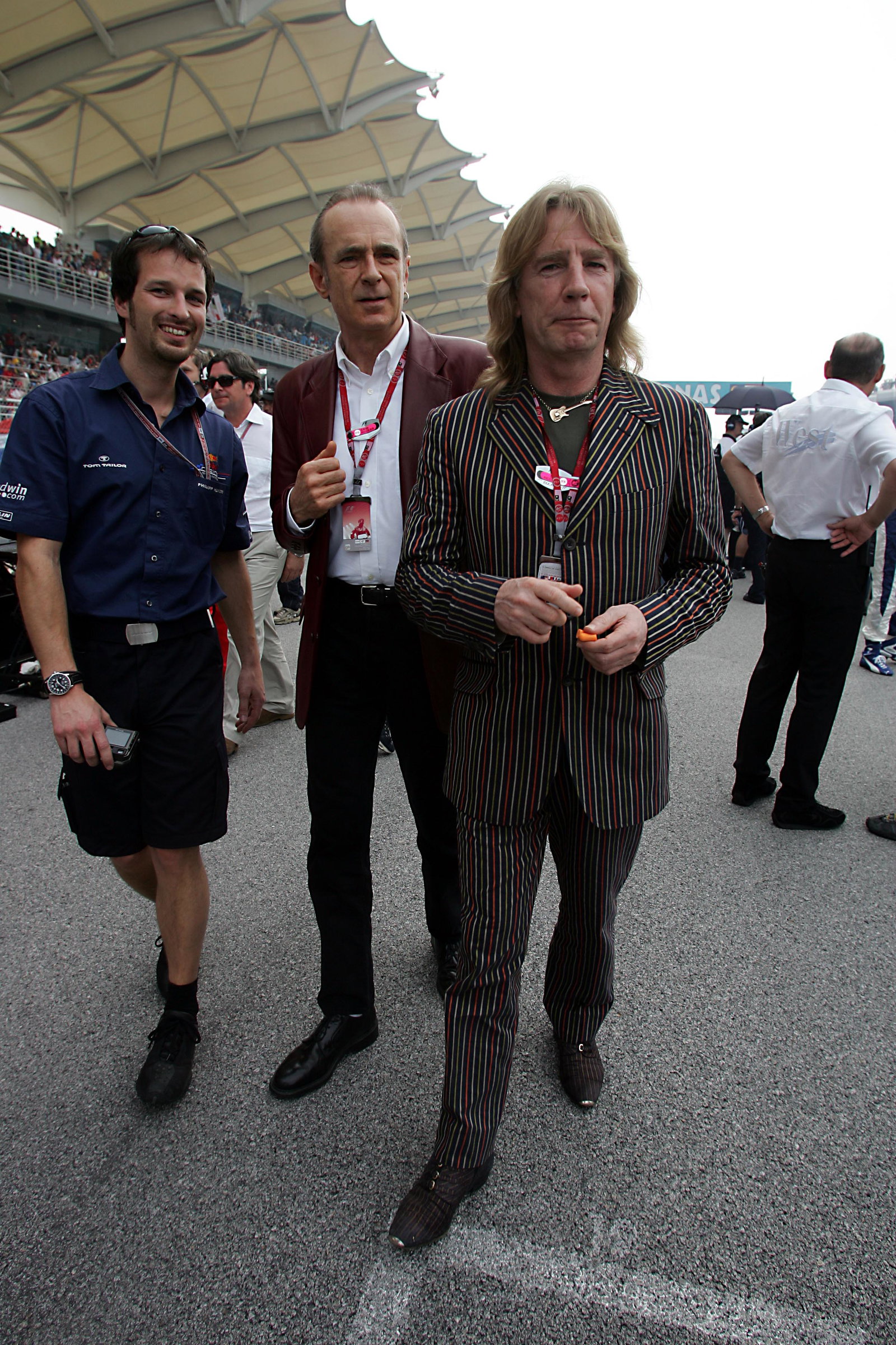 Francis Rossi and Rick Parfitt of Status Quo on the grid in Malaysia
