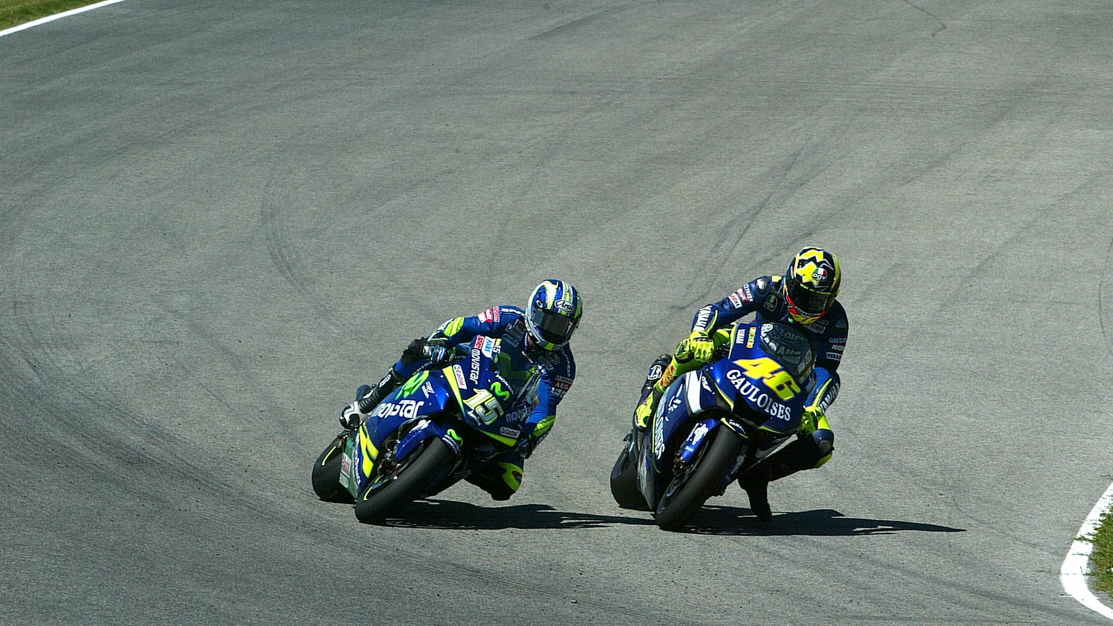 Gibernau and Rossi, last corner collision, Spanish MotoGP, 2005