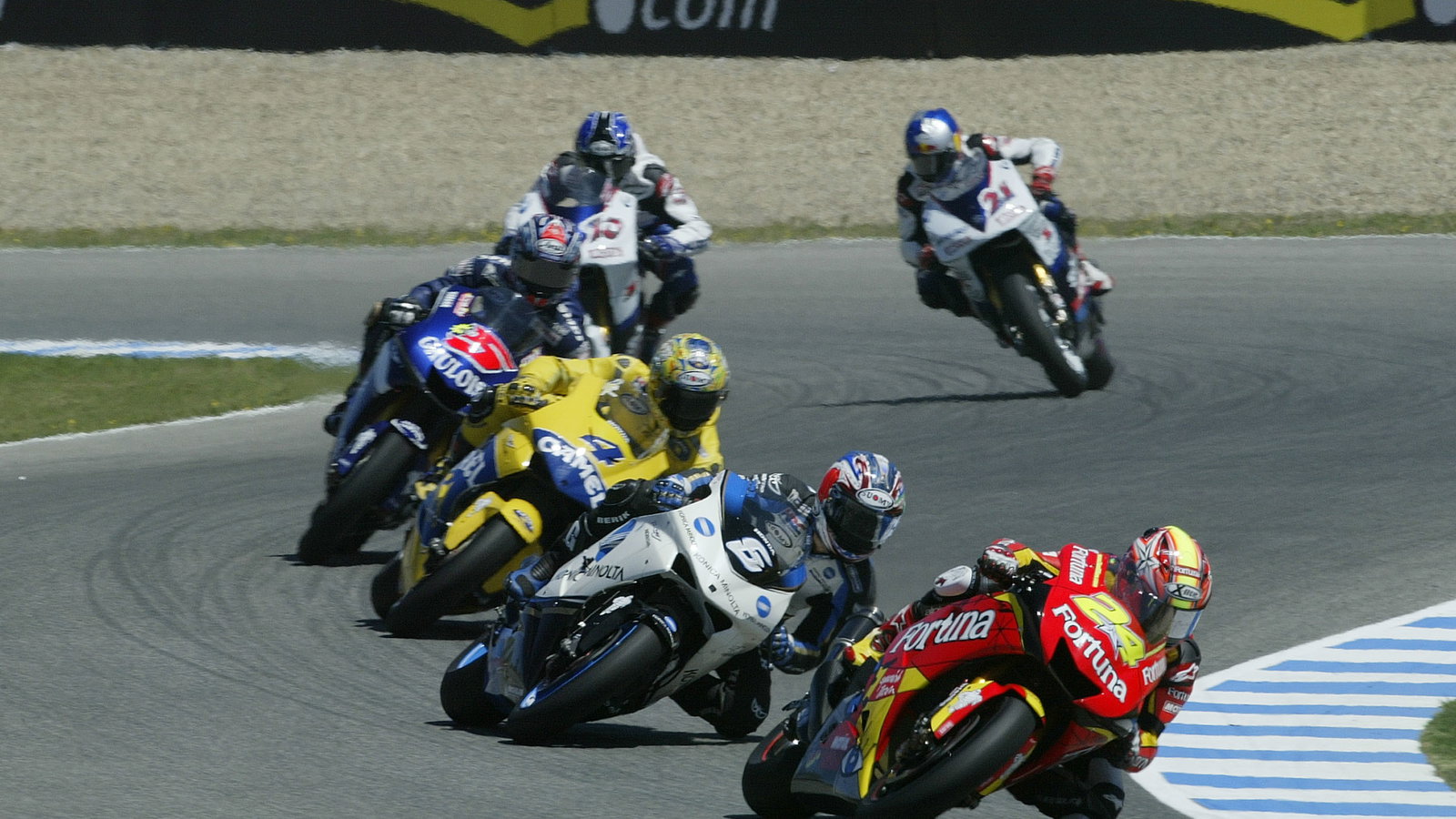 Elias, Tamada, Barros Edwards et al, Spanish MotoGP Race, 2005