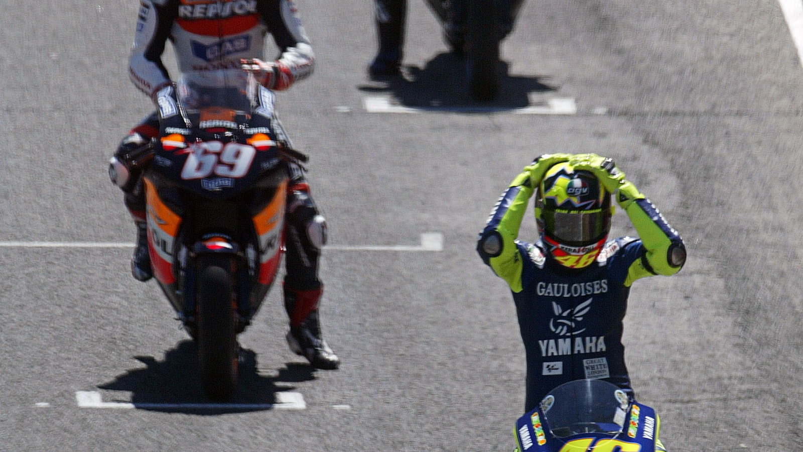 Rossi on the grid, Spanish MotoGP Race 2005