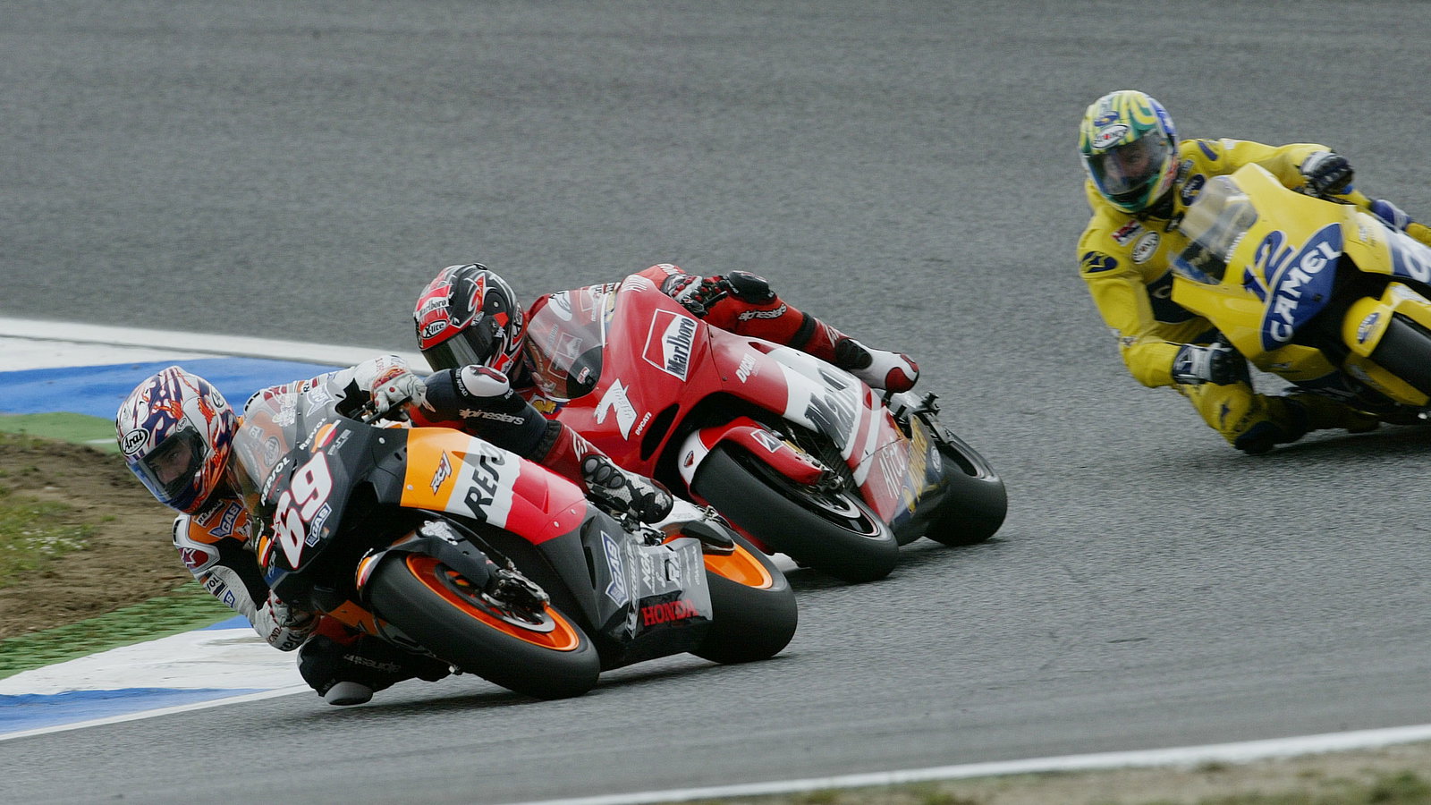 Hayden, Checa, Bayliss, Portuguese MotoGP Race, 2005
