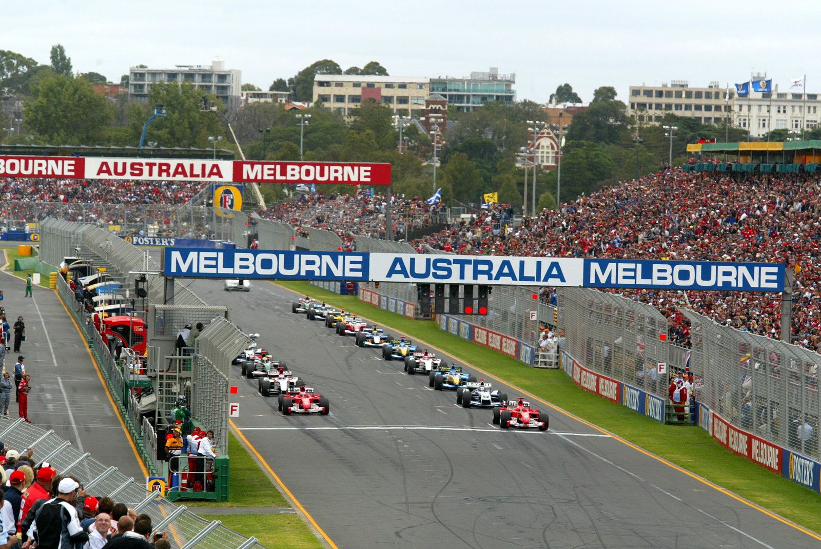 The cars line-up for the start of the 2004 Australian GP