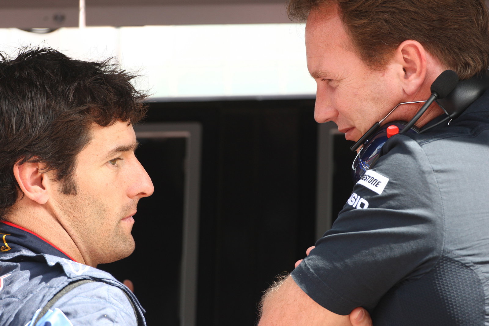 Saturday Practice, Mark Webber (AUS), Red Bull Racing, RB6 and Christian Horner (GBR), Red Bull Raci