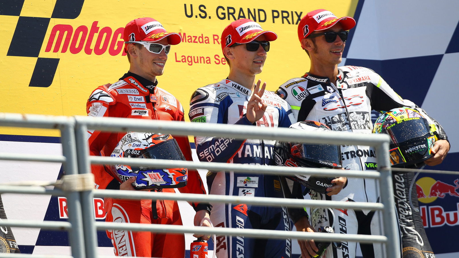 Stoner, Lorenzo, Rossi, USA MotoGP 2010