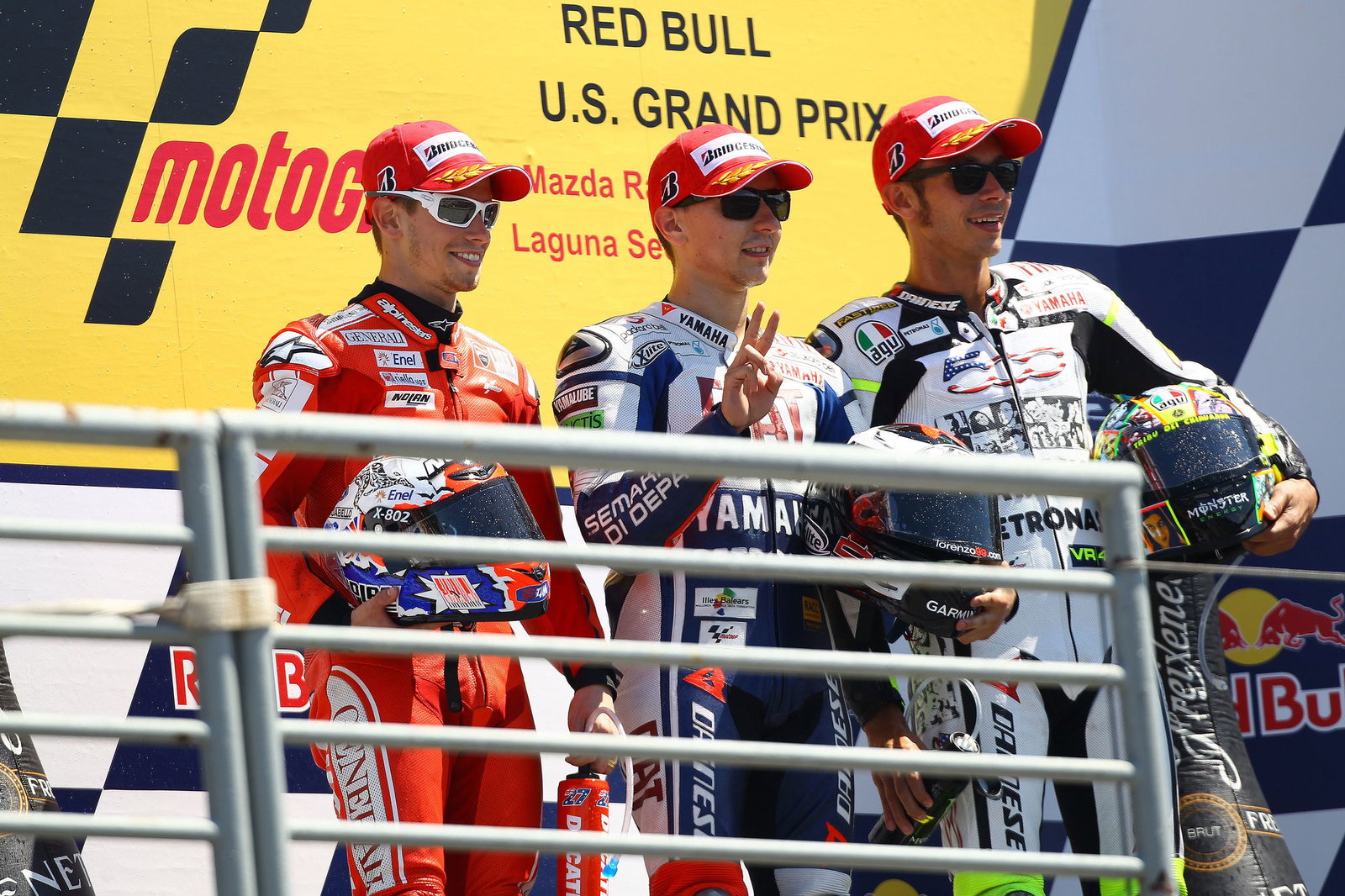 Stoner, Lorenzo, Rossi, USA MotoGP 2010