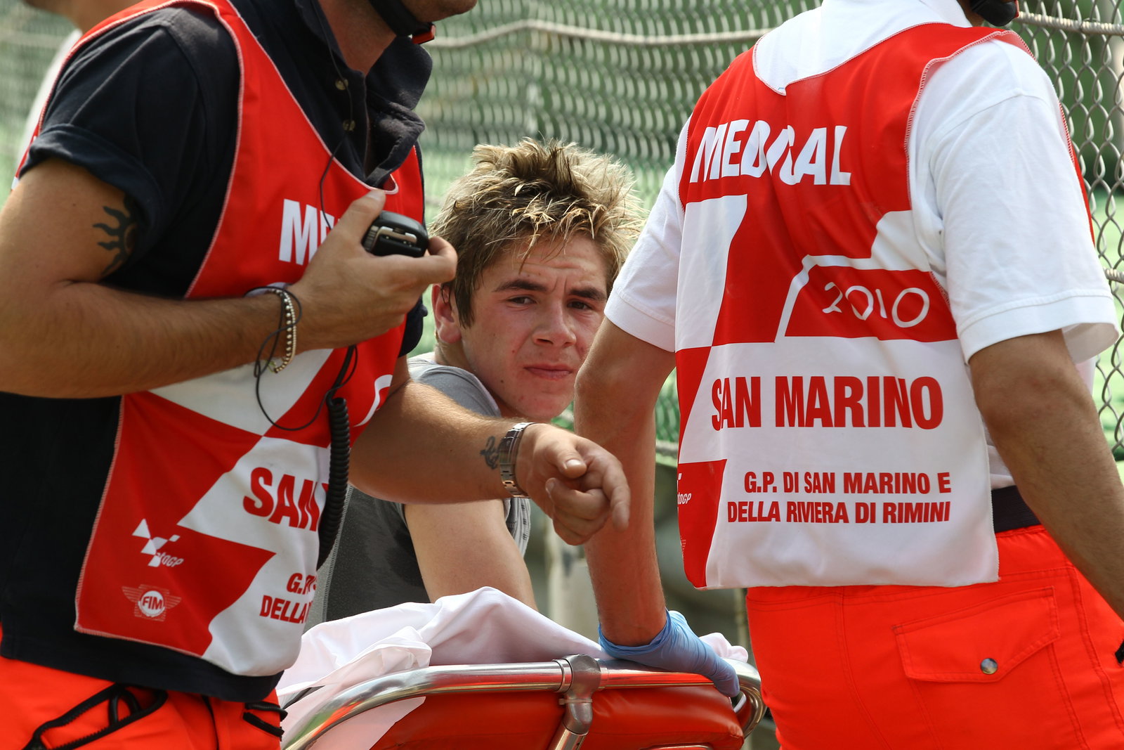 Redding after crash, San Marino Moto2 GP, 2010
