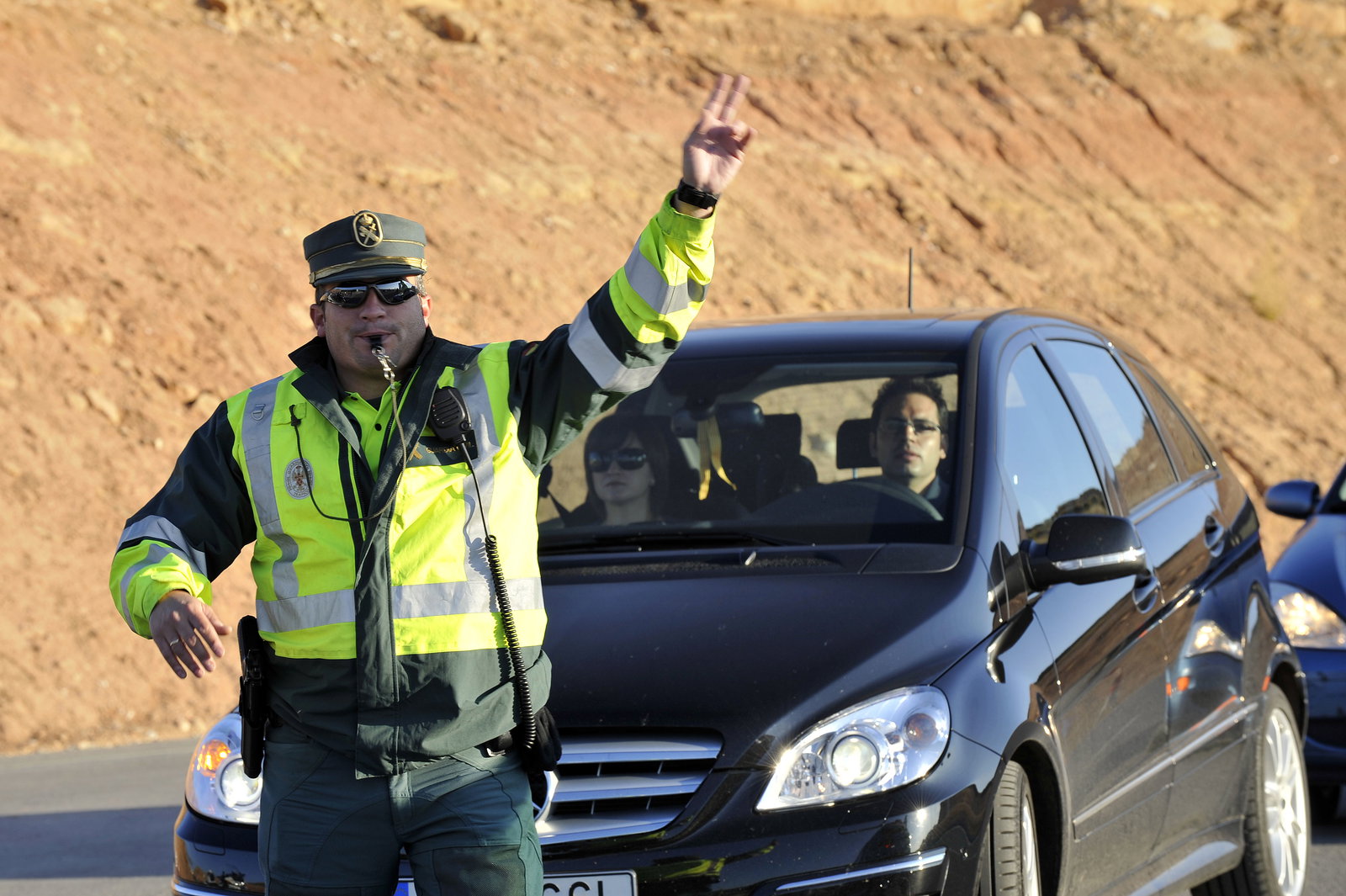 Police directing traffic, Aragon MotoGP 2010