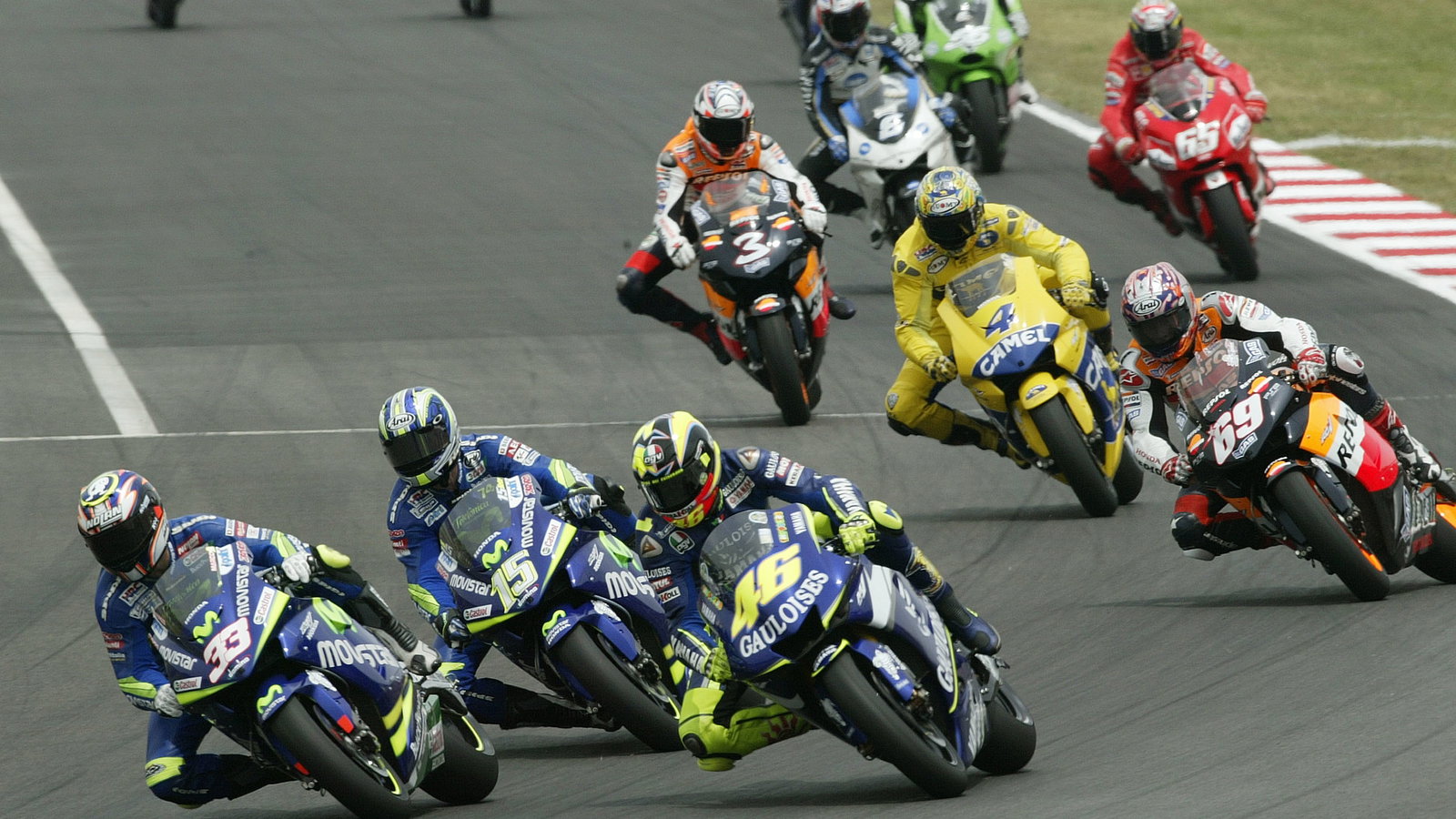 Melandri, Gibernau, Rossi, Catalunya MotoGP Race, 2005