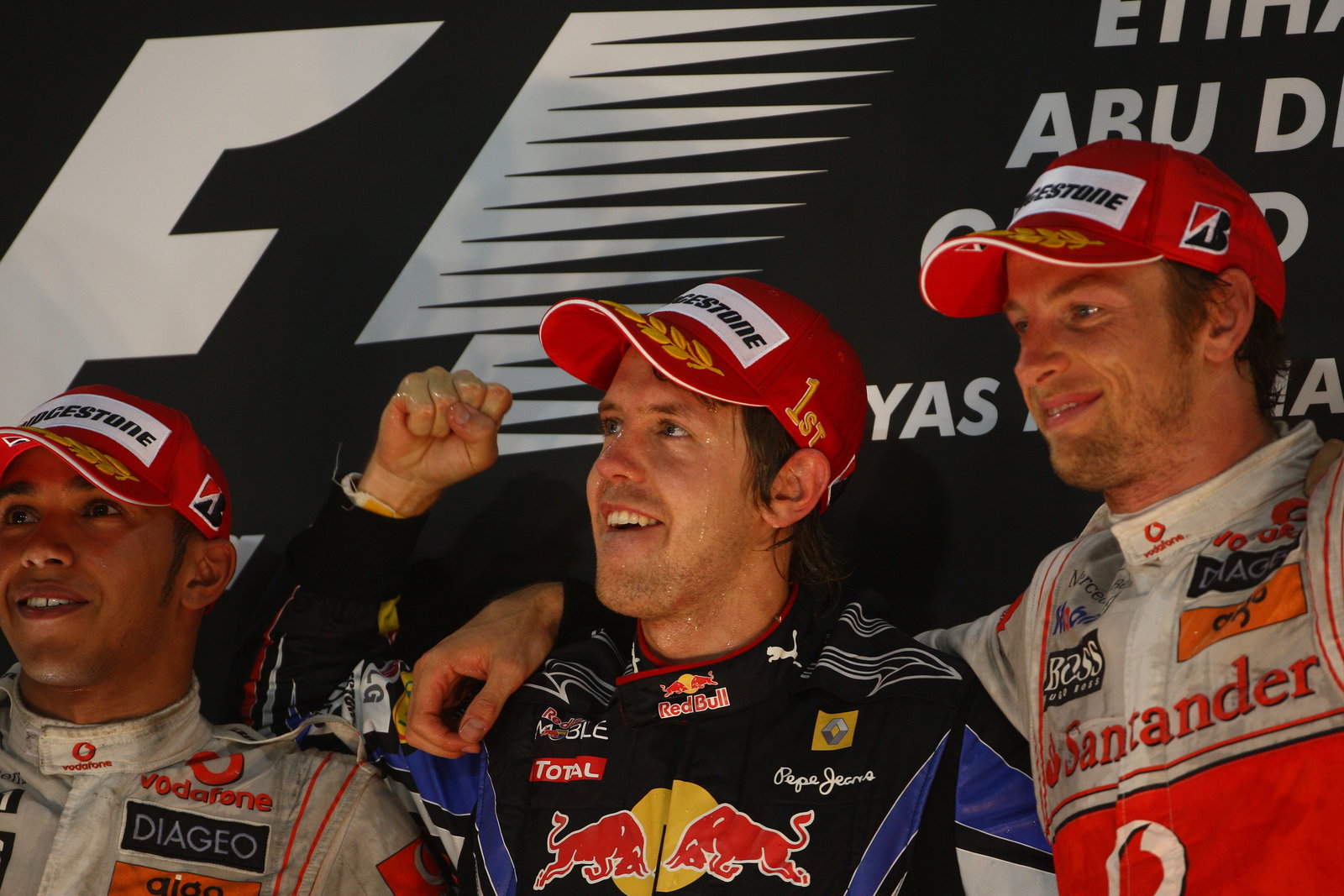 Race, Sebastian Vettel (GER), Red Bull Racing, RB6 race winner and Champion 2010, Lewis Hamilton (GB