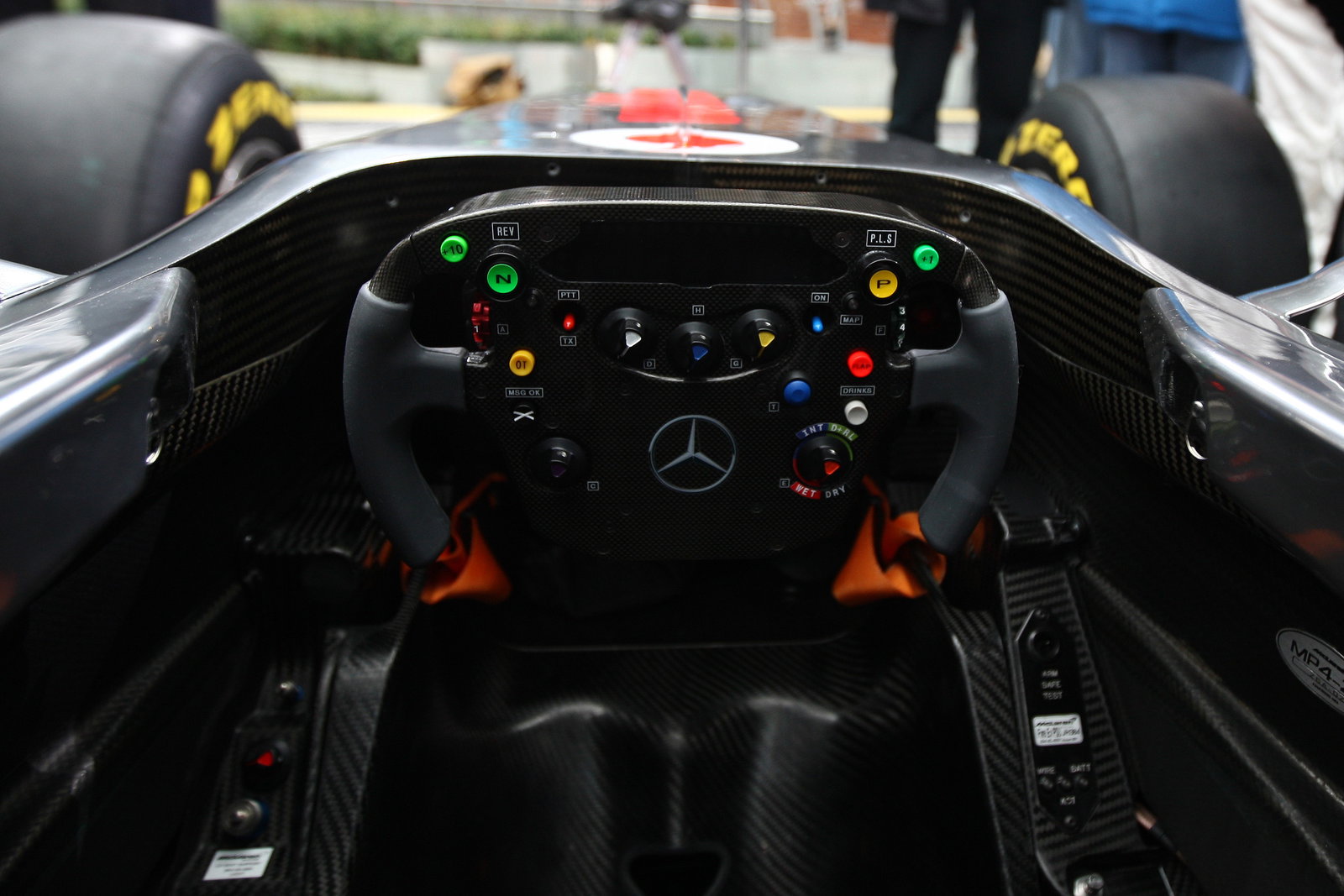 Steering wheel detail - Vodafone McLaren Mercedes MP4-26 Launch