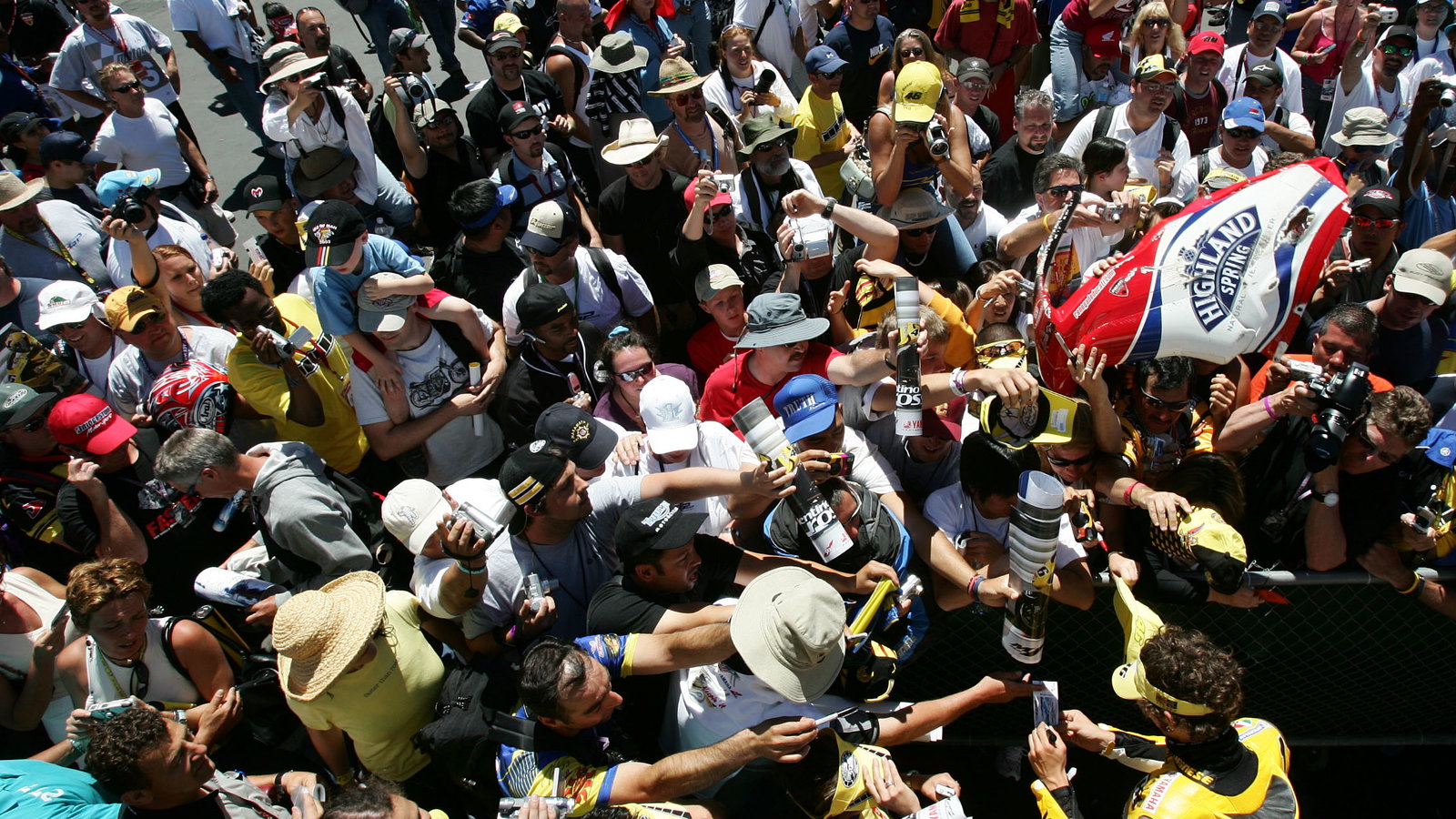 Rossi with fans, US MotoGP Race 2005