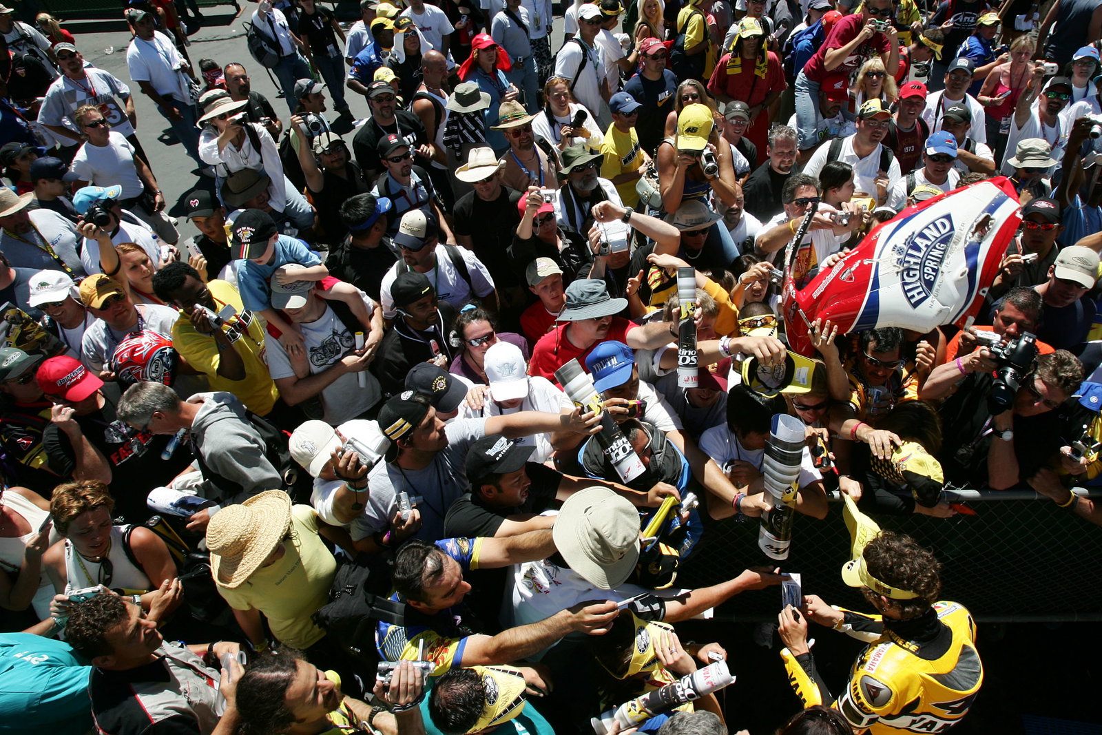 Rossi with fans, US MotoGP Race 2005