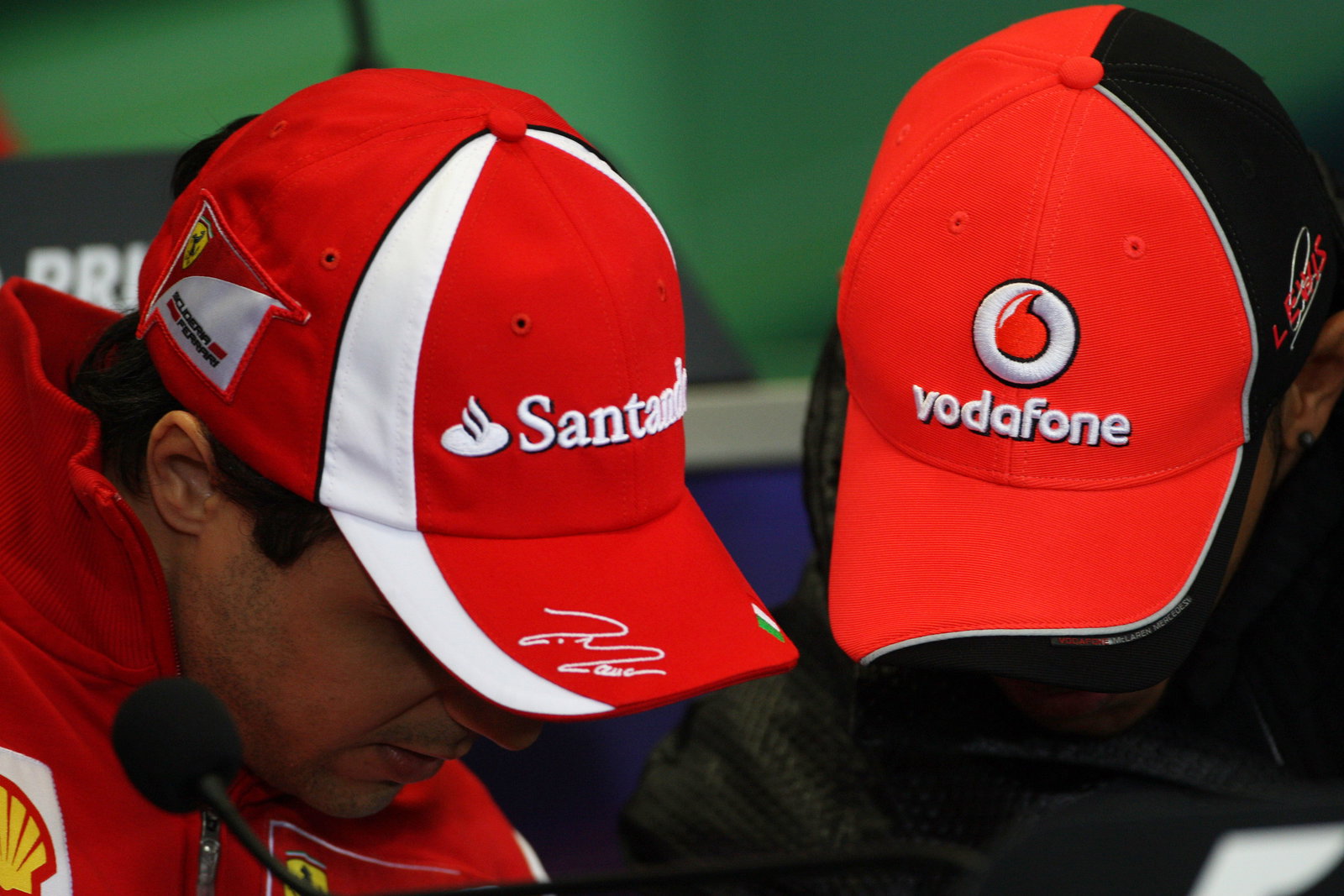 05.05.2011- Press conference, Felipe Massa (BRA), Scuderia Ferrari, F-150 Italia and Lewis Hamilton