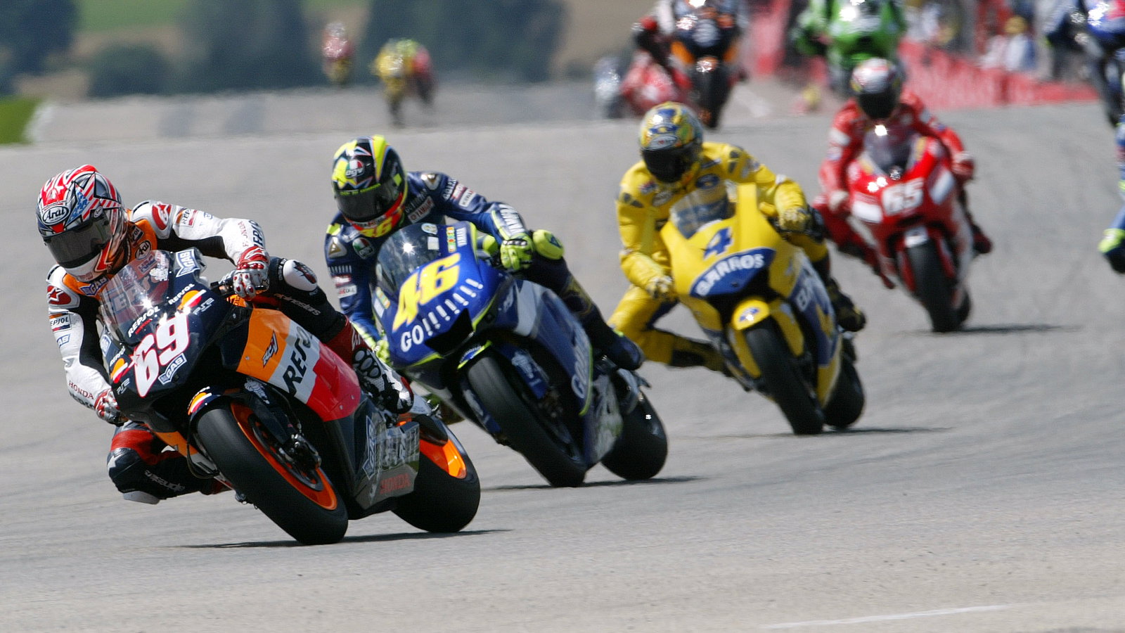 Hayden, Rossi, Barros et al, German MotoGP Race 2005