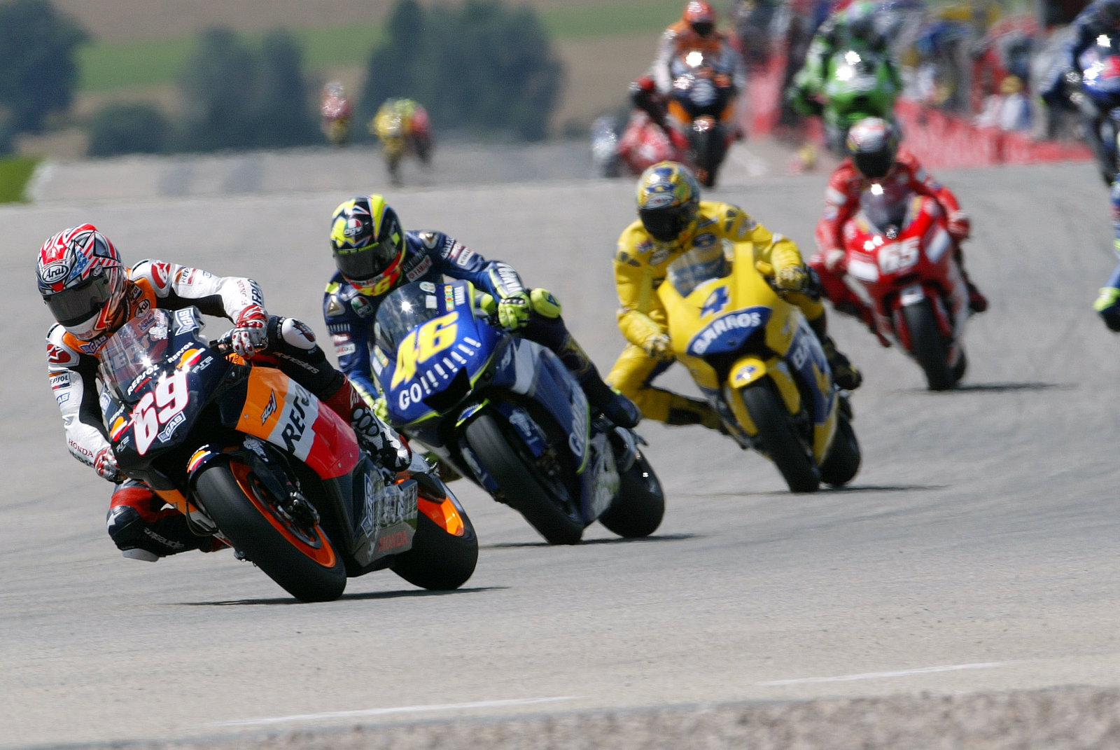 Hayden, Rossi, Barros et al, German MotoGP Race 2005