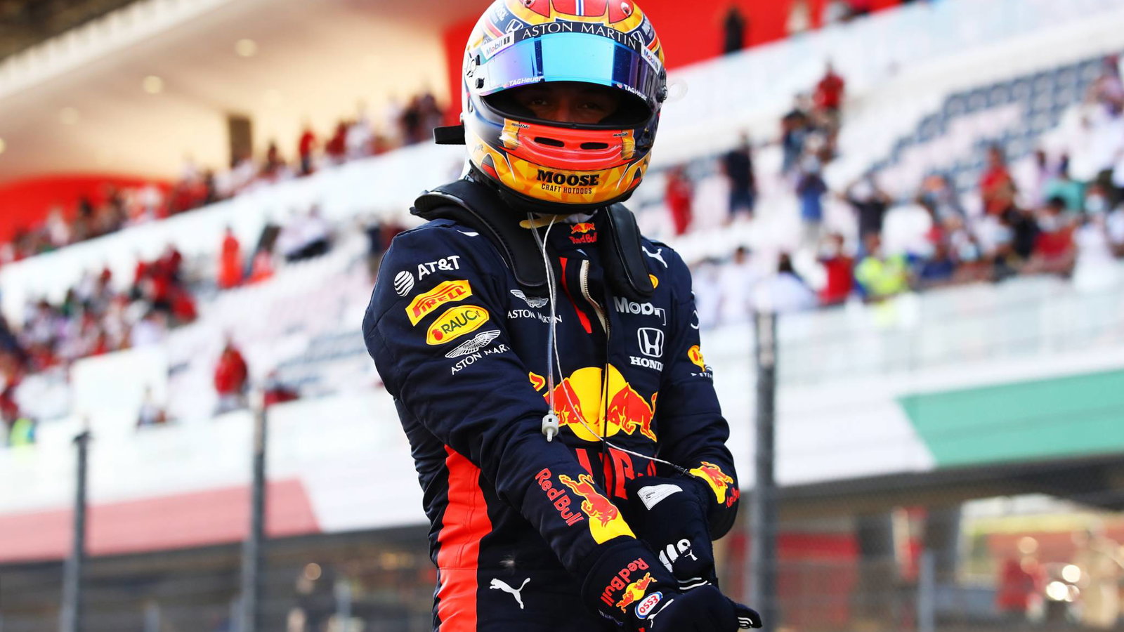 Third placed Alexander Albon (THA) Red Bull Racing in parc ferme.