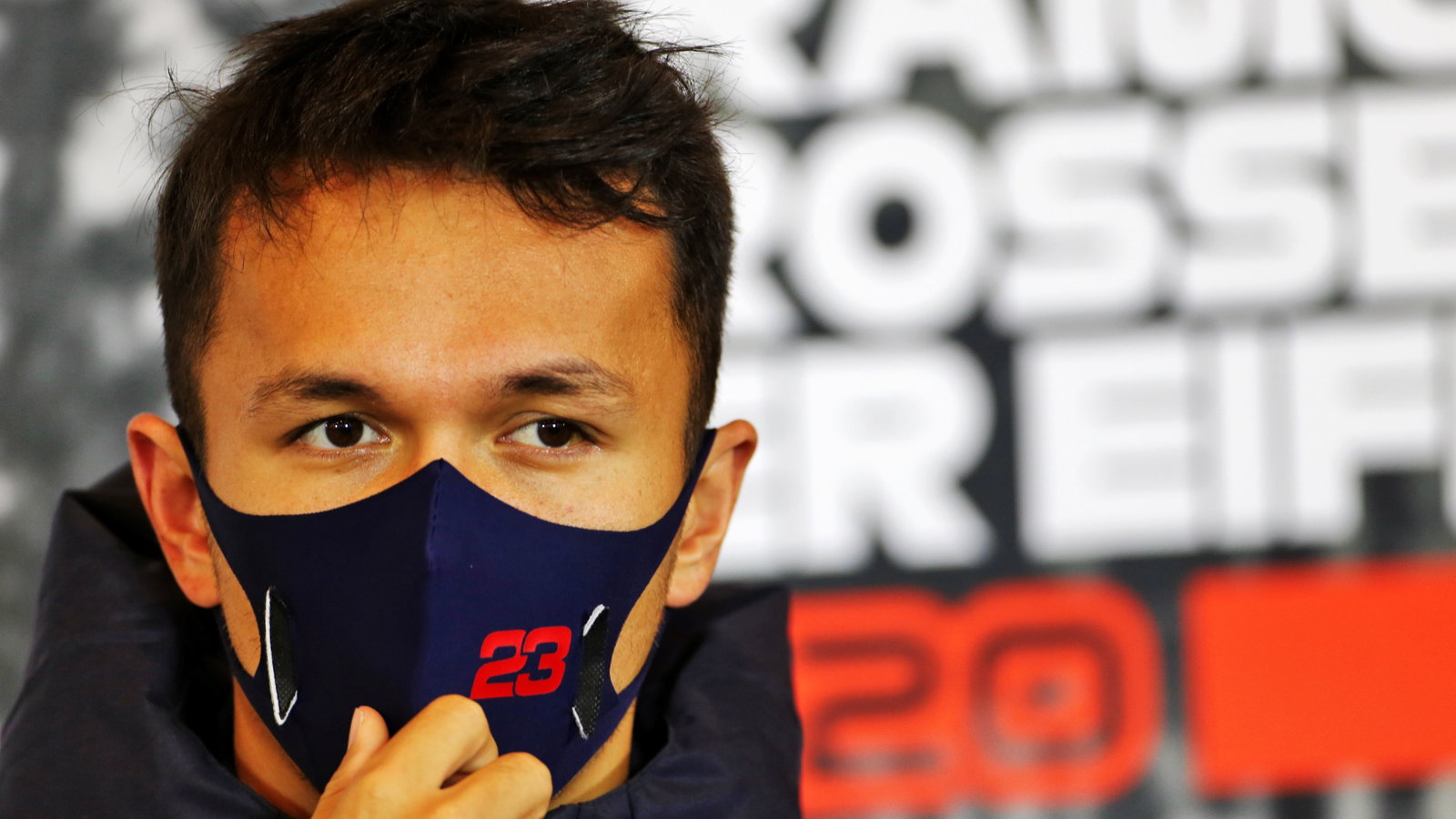 Alexander Albon (THA) Red Bull Racing in the FIA Press Conference.