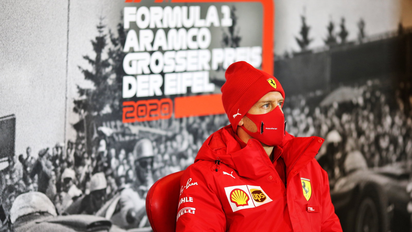 Sebastian Vettel (GER) Ferrari in the FIA Press Conference.