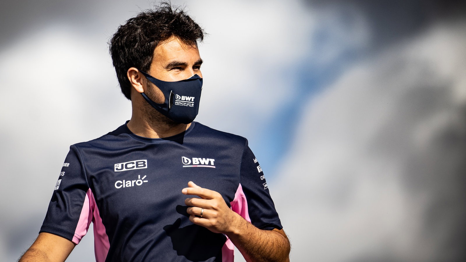 Sergio Perez (MEX) Racing Point F1 Team walks the circuit with the team.