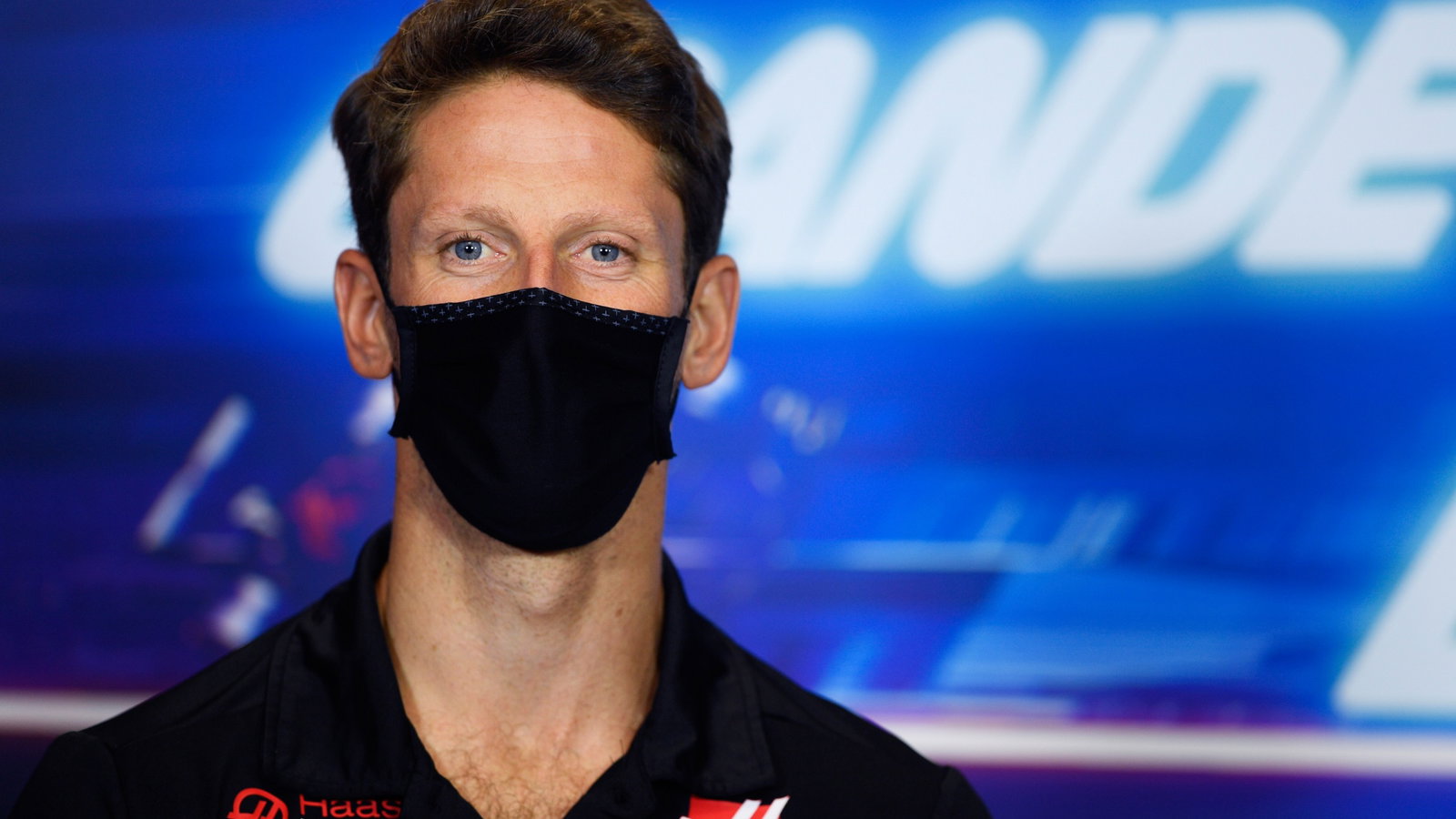 Romain Grosjean (FRA) Haas F1 Team in the FIA Press Conference.