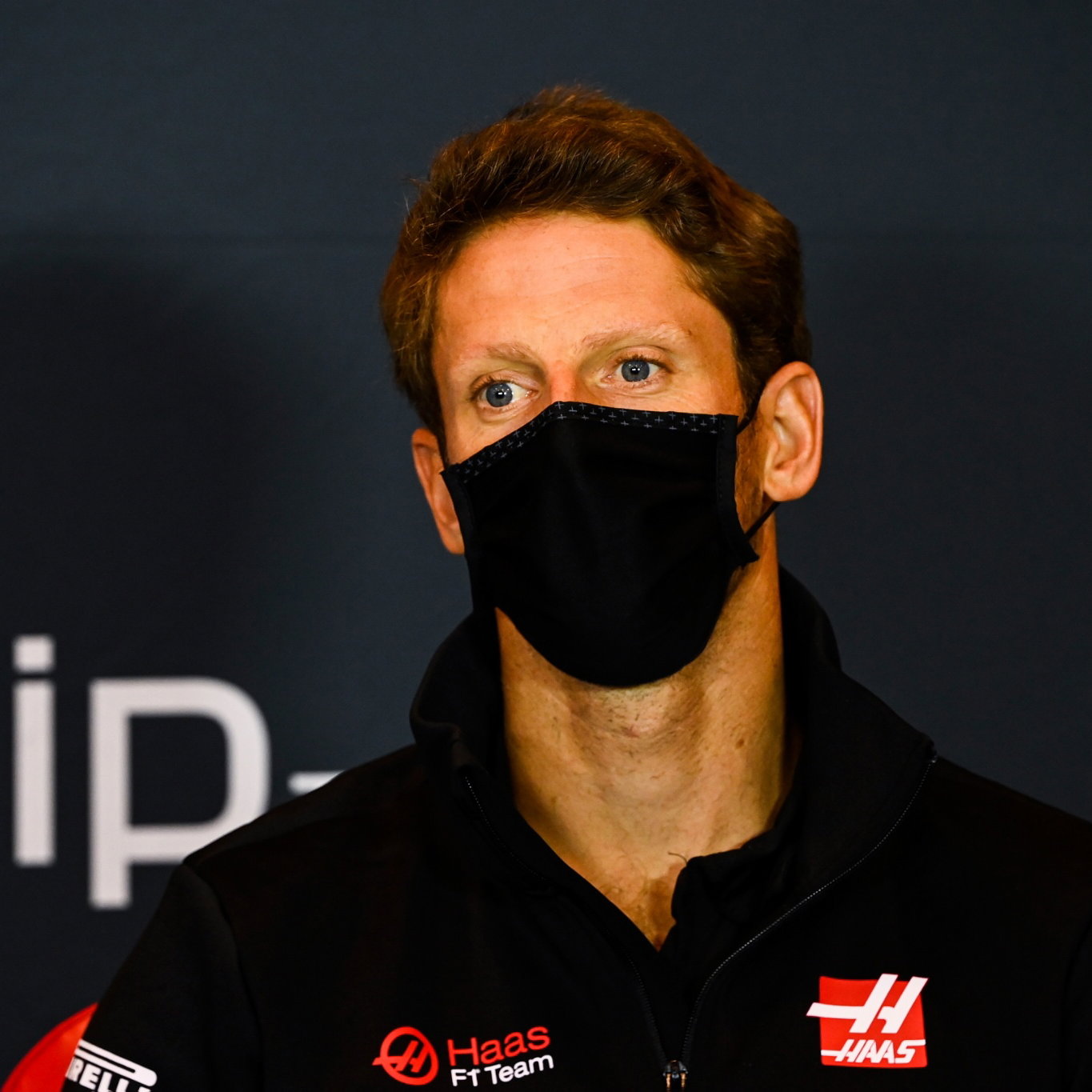 Romain Grosjean (FRA) Haas F1 Team in the FIA Press Conference.