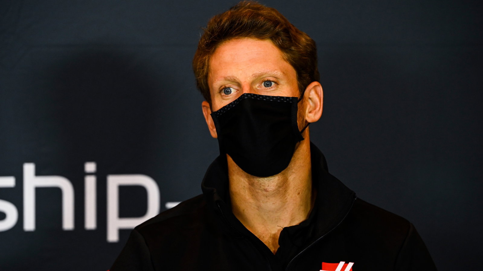 Romain Grosjean (FRA) Haas F1 Team in the FIA Press Conference.