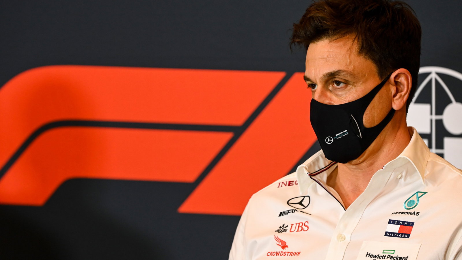 Toto Wolff (GER) Mercedes AMG F1 Shareholder and Executive Director in the FIA Press Conference.