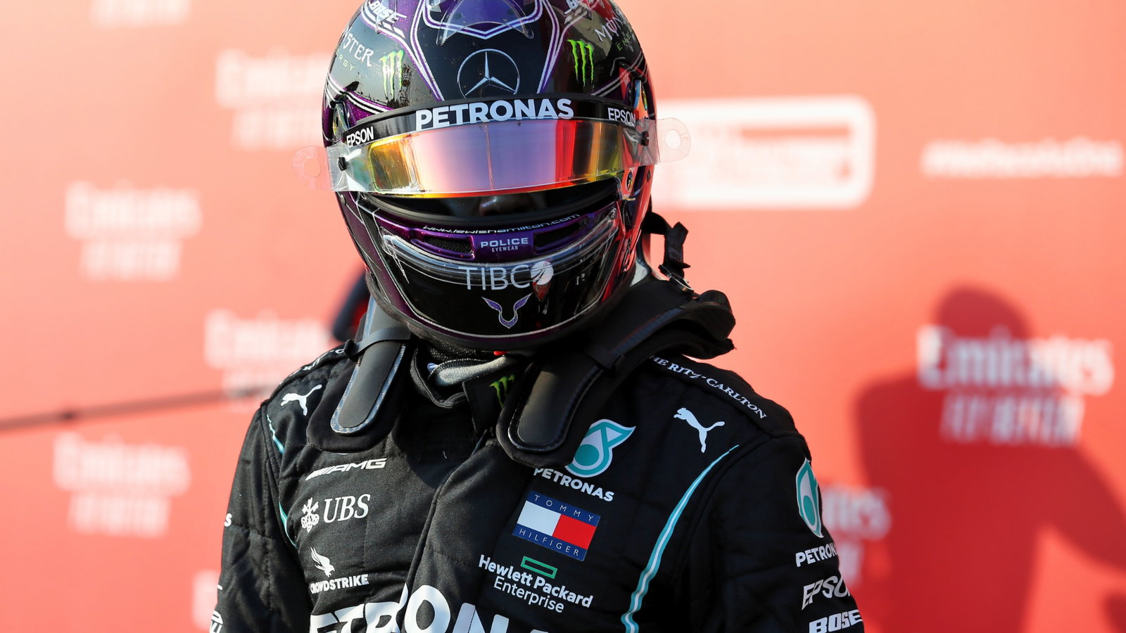 Lewis Hamilton (GBR) Mercedes AMG F1 in qualifying parc ferme.