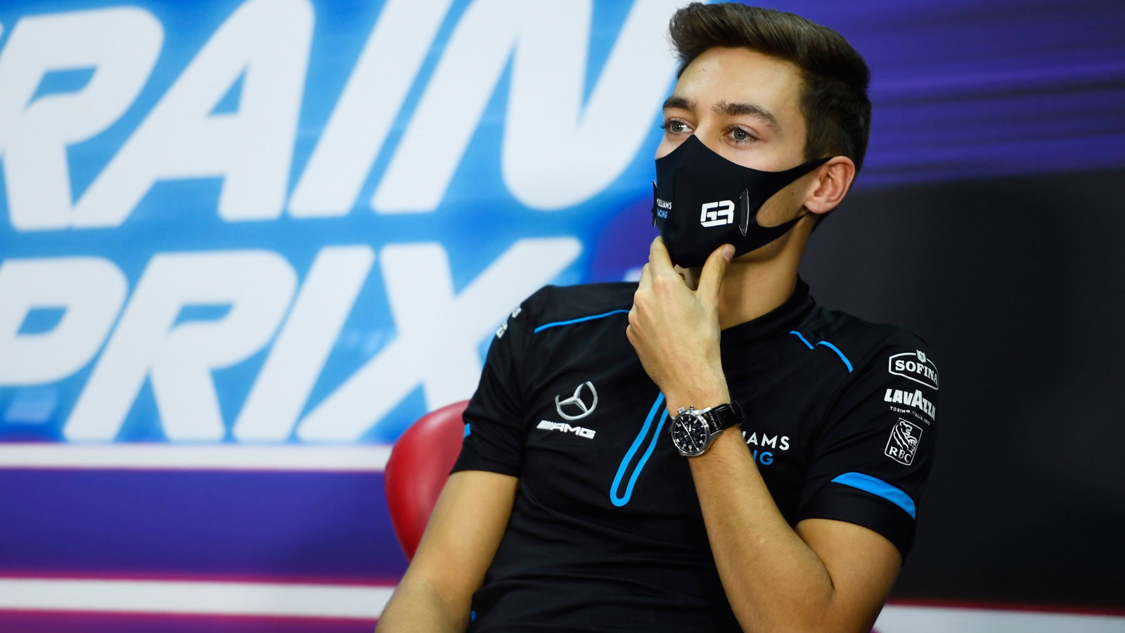 George Russell (GBR) Williams Racing in the FIA Press Conference.