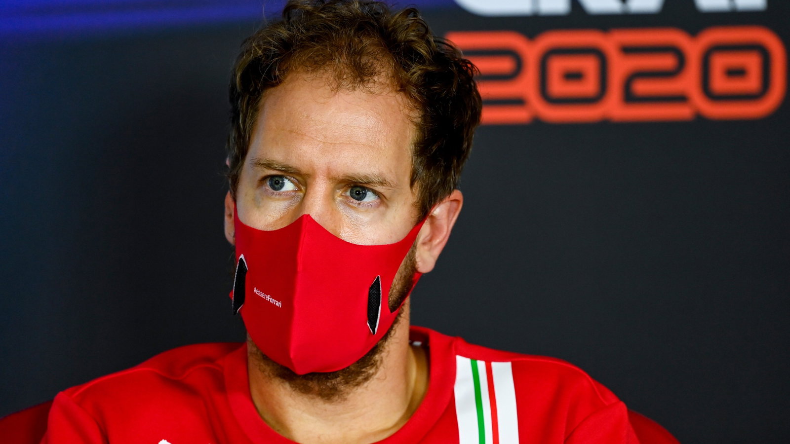 Sebastian Vettel (GER) Ferrari in the FIA Press Conference.