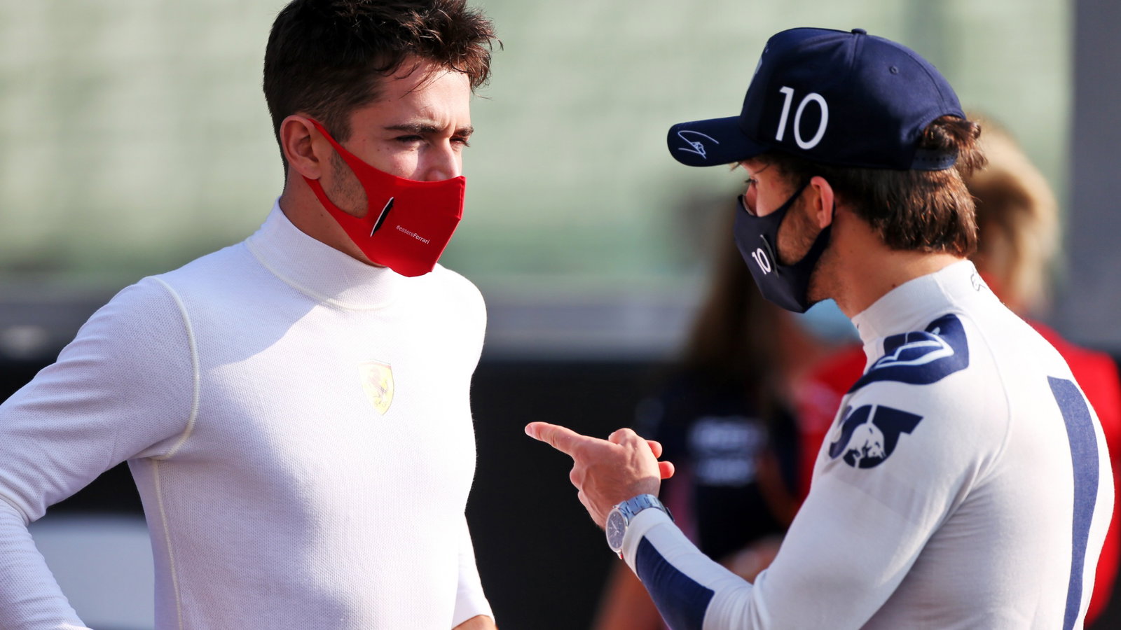 (L to R): Charles Leclerc (MON) Ferrari with Pierre Gasly (FRA) AlphaTauri.