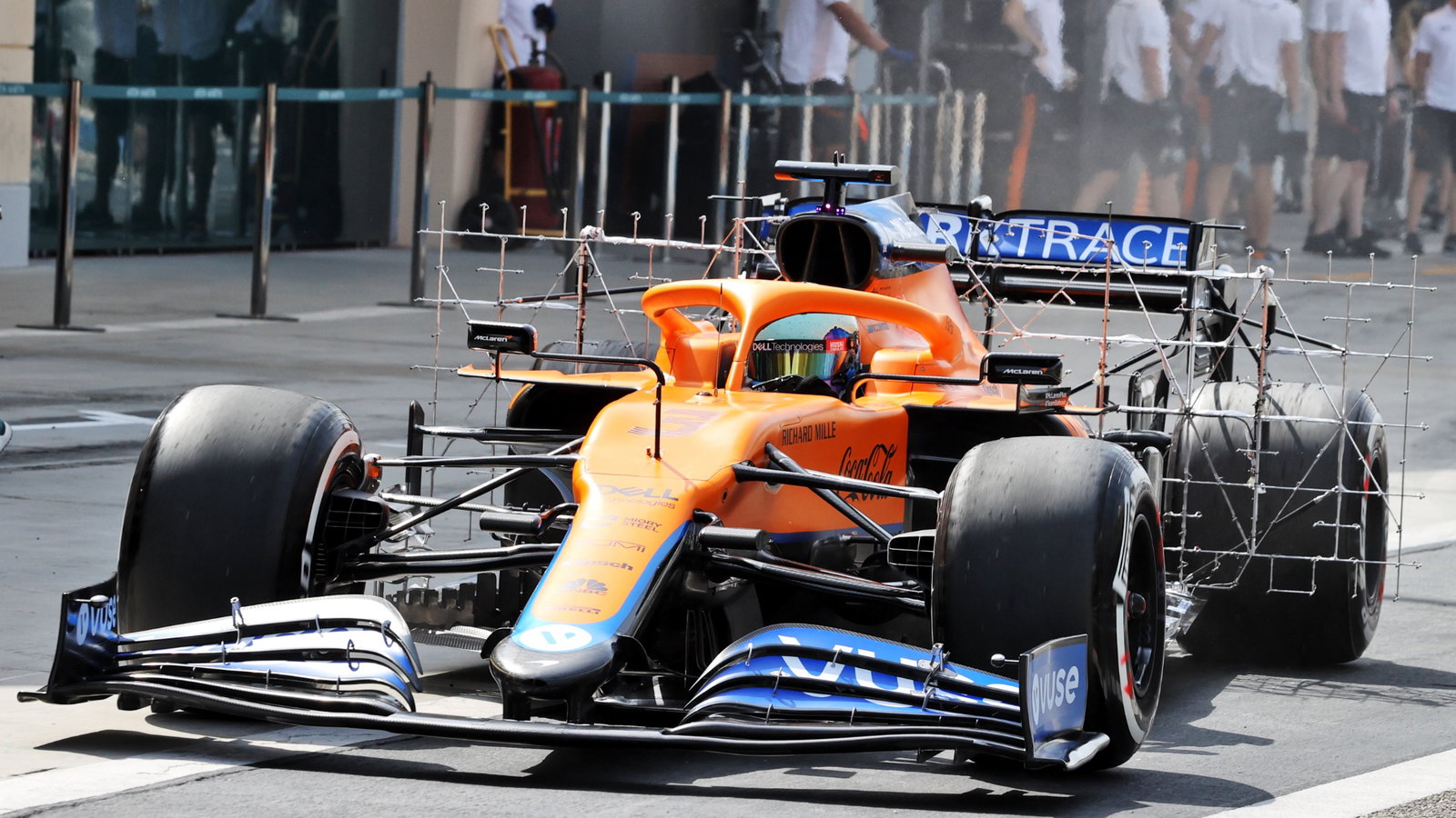 Daniel Ricciardo (AUS) McLaren MCL35M leaves the pits.