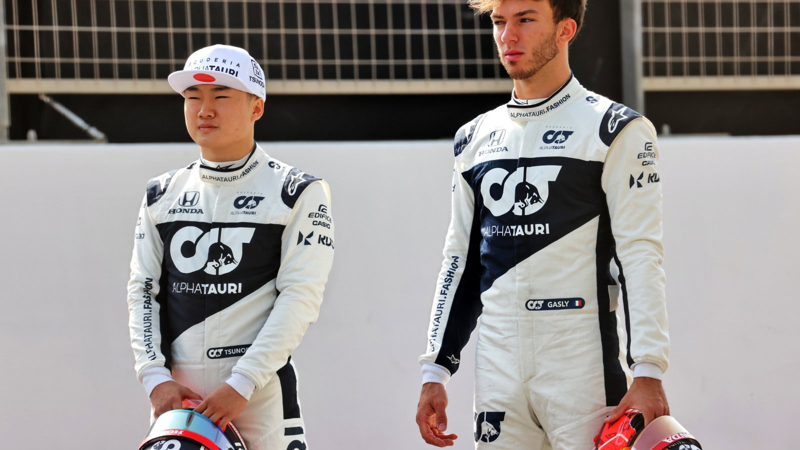 (L to R): Yuki Tsunoda (JPN) AlphaTauri and Pierre Gasly (FRA) AlphaTauri.