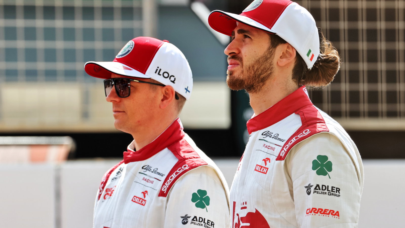 (L to R): Kimi Raikkonen (FIN) Alfa Romeo Racing and Antonio Giovinazzi (ITA) Alfa Romeo Racing.