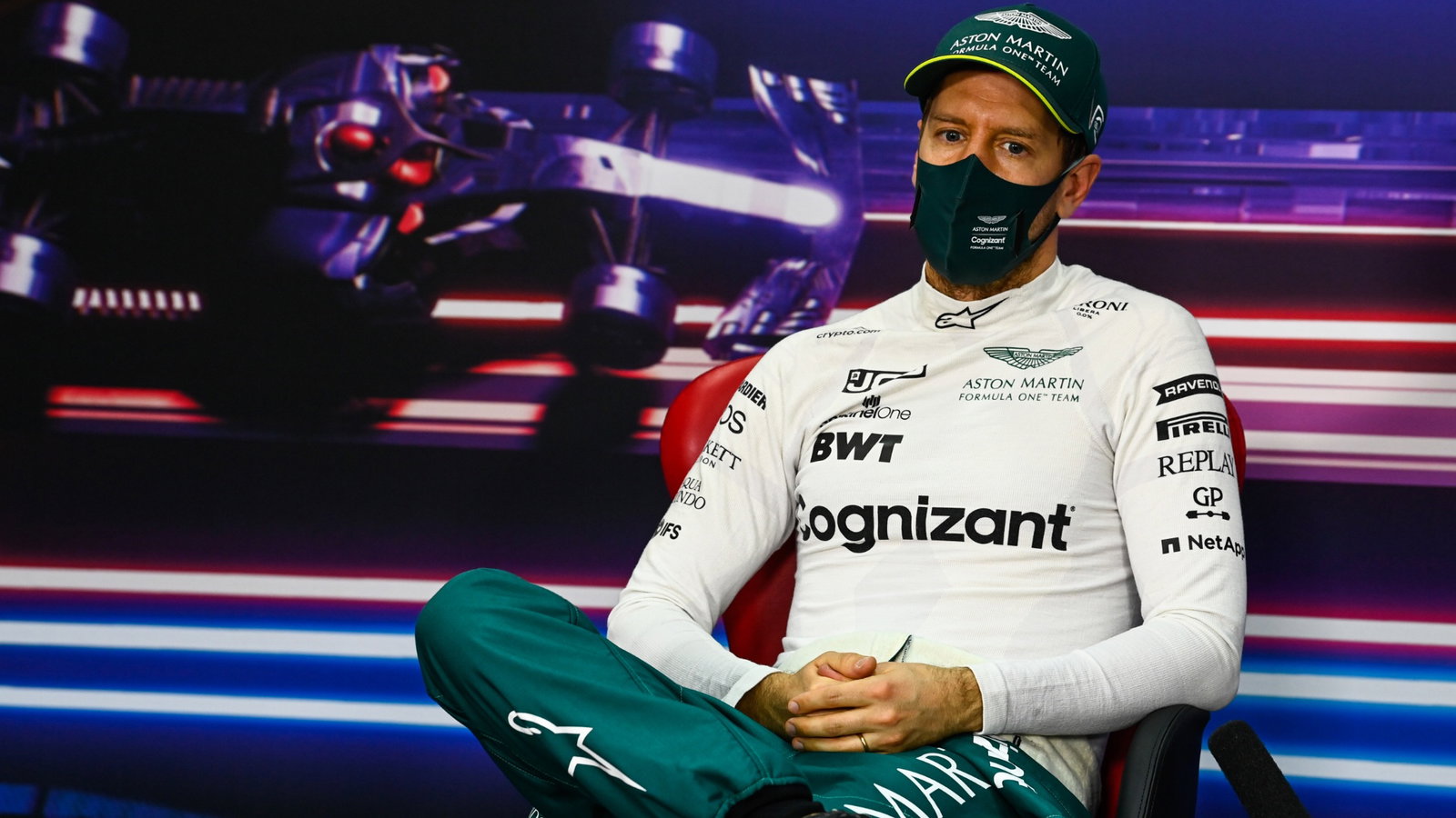 Sebastian Vettel (GER) Aston Martin F1 Team in the FIA Press Conference.