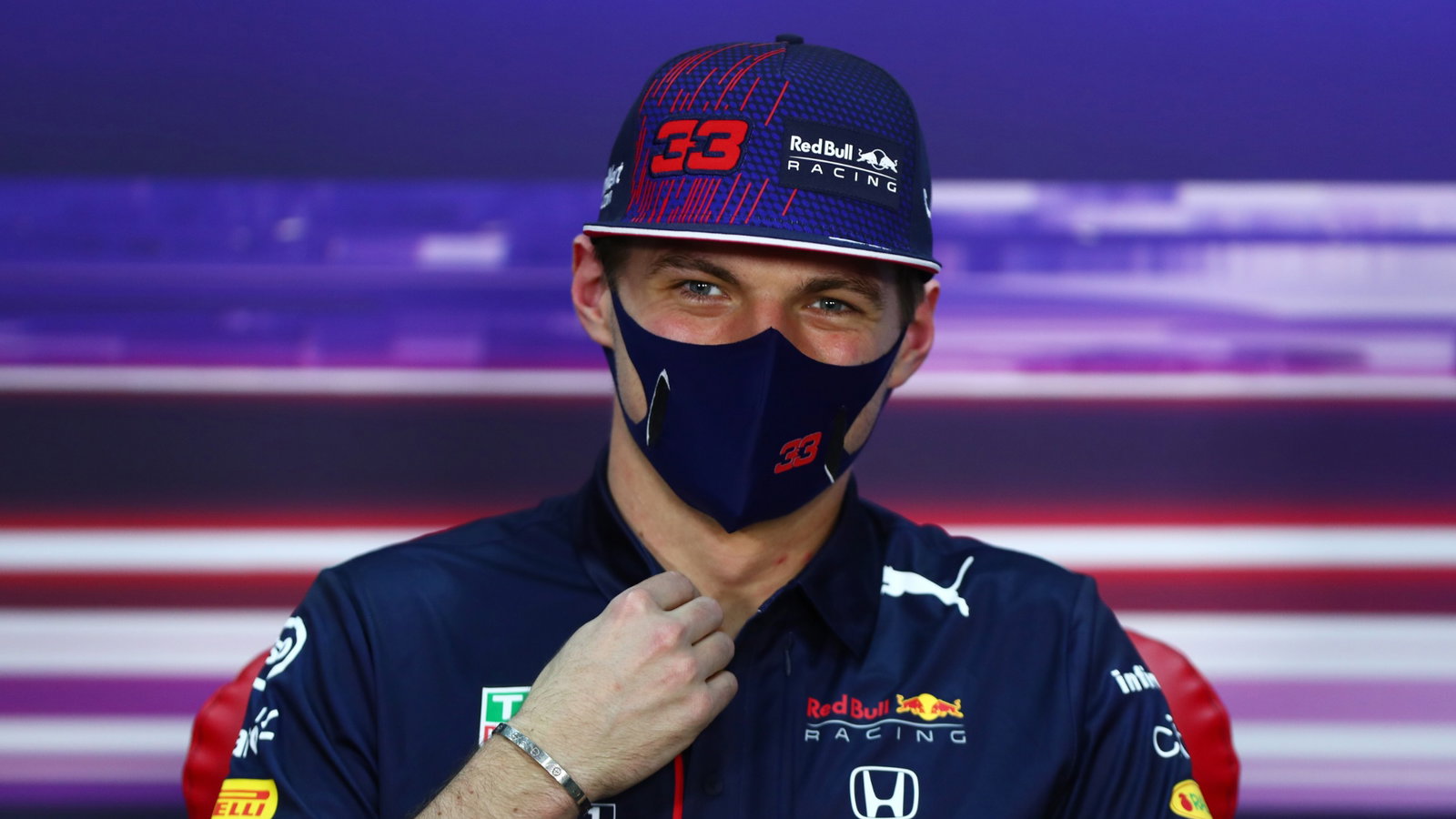 Max Verstappen (NLD) Red Bull Racing in the FIA Press Conference.