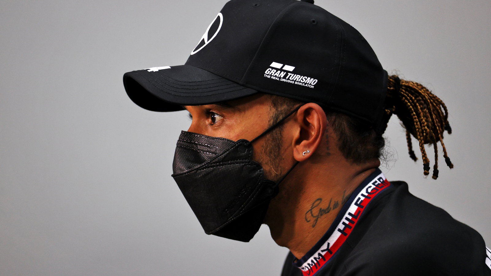 Lewis Hamilton (GBR) Mercedes AMG F1 in the post qualifying FIA Press Conference.