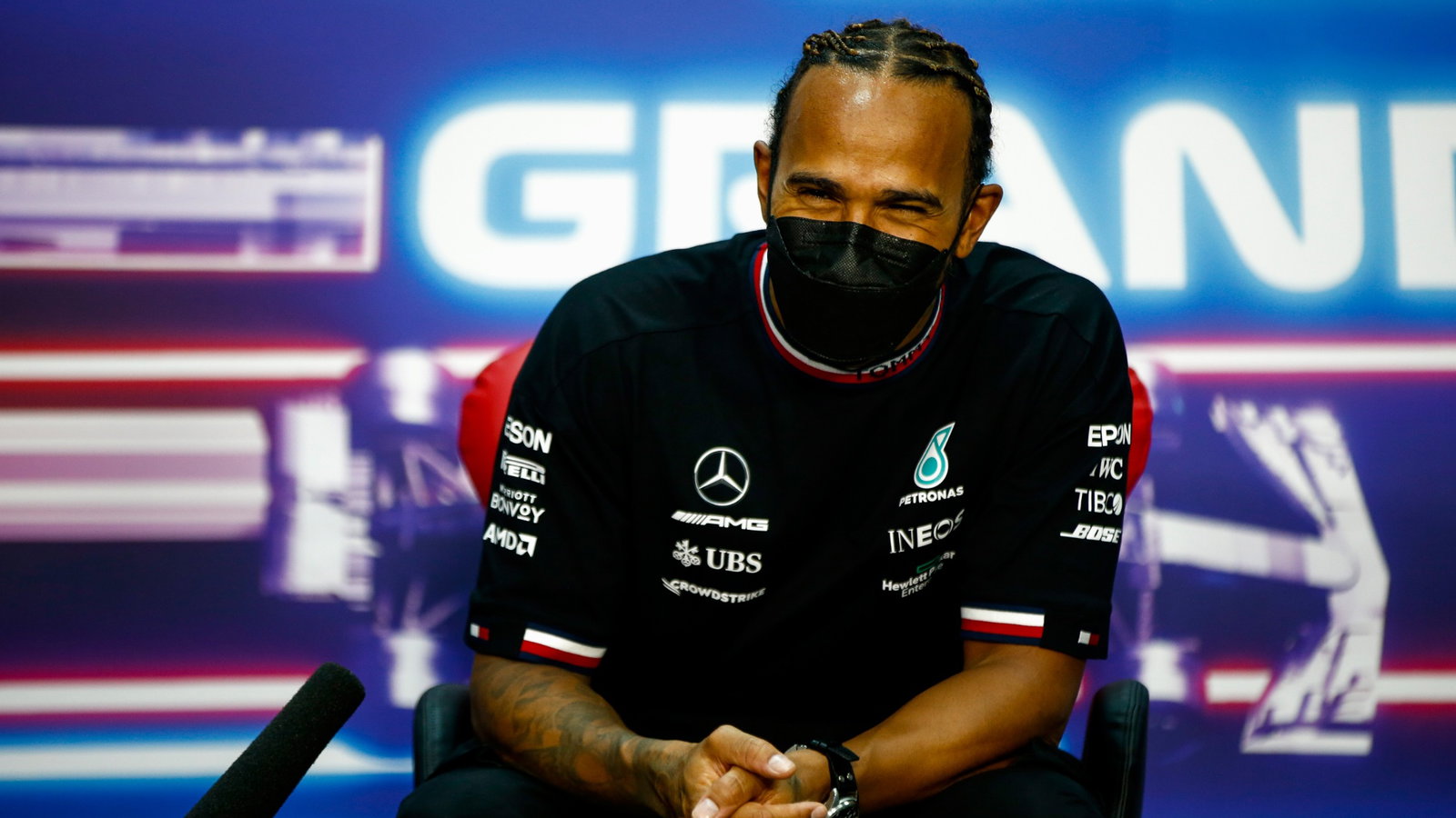 Race winner Lewis Hamilton (GBR) Mercedes AMG F1 in the post race FIA Press Conference.